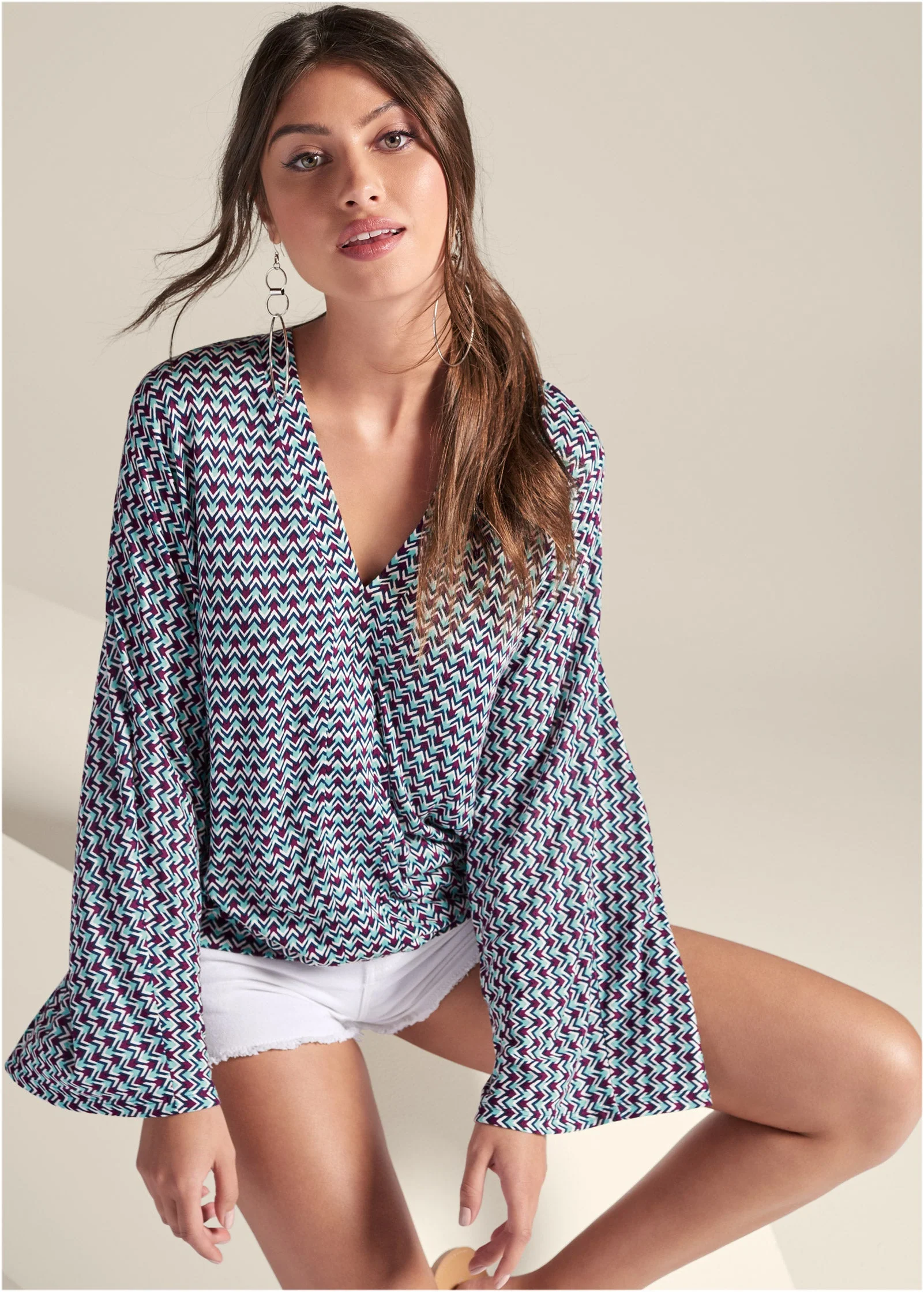 Banded Hem Top - Turquoise - Image 2