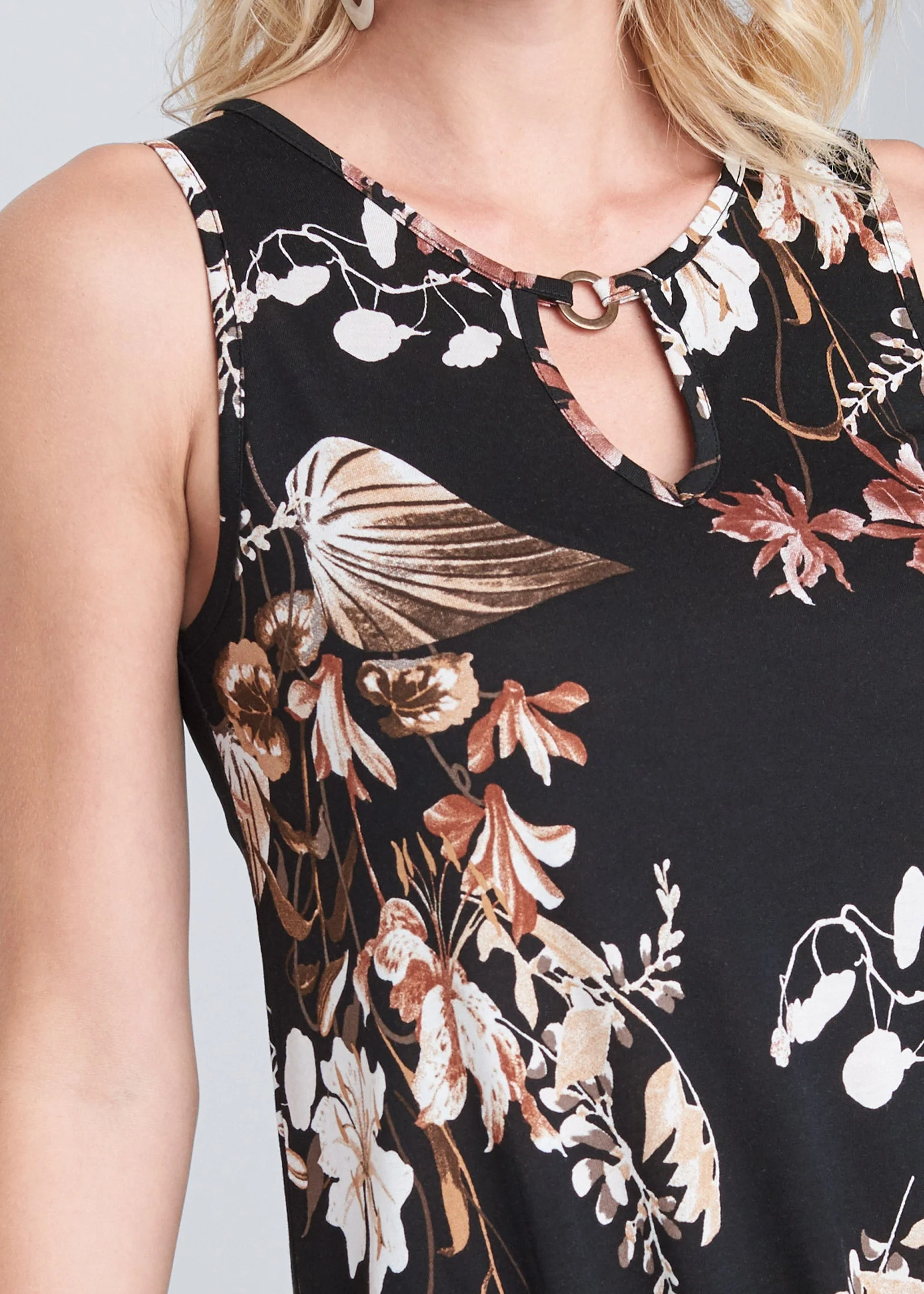 Floral Printed Casual Dress - Black Multi - Image 3