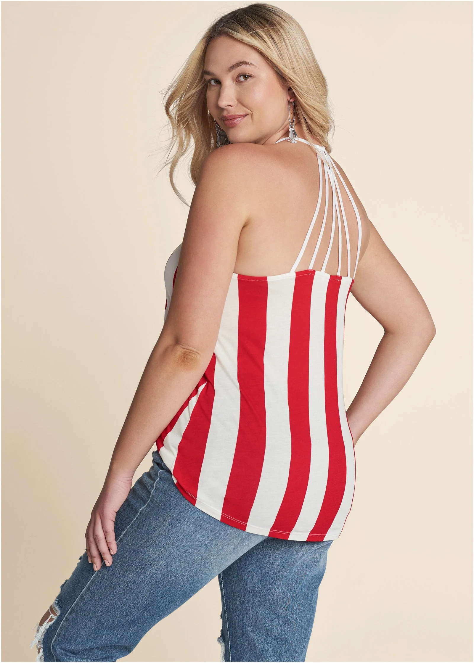 Strappy Tank - Red & White - Image 10