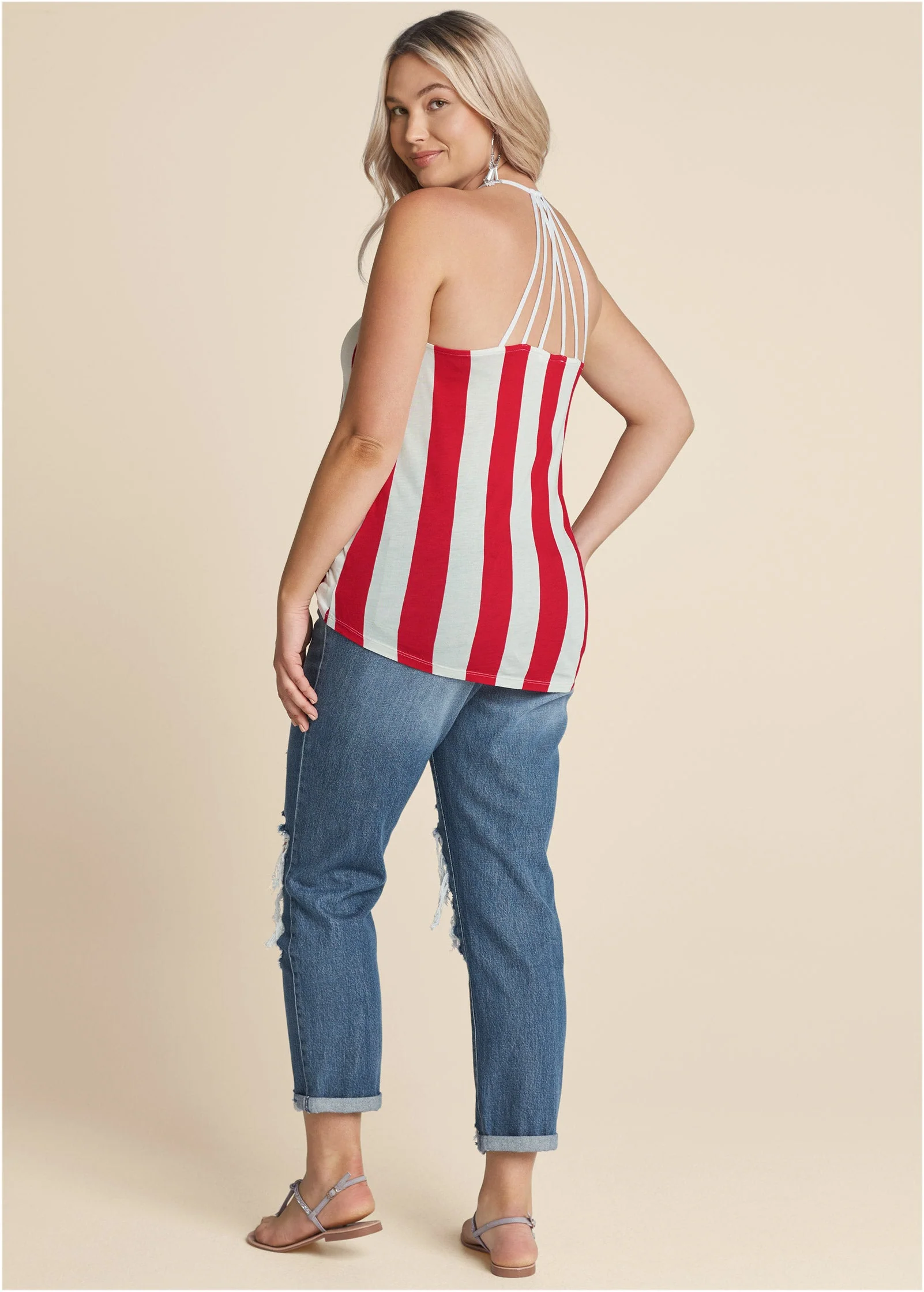 Strappy Tank - Red & White - Image 11
