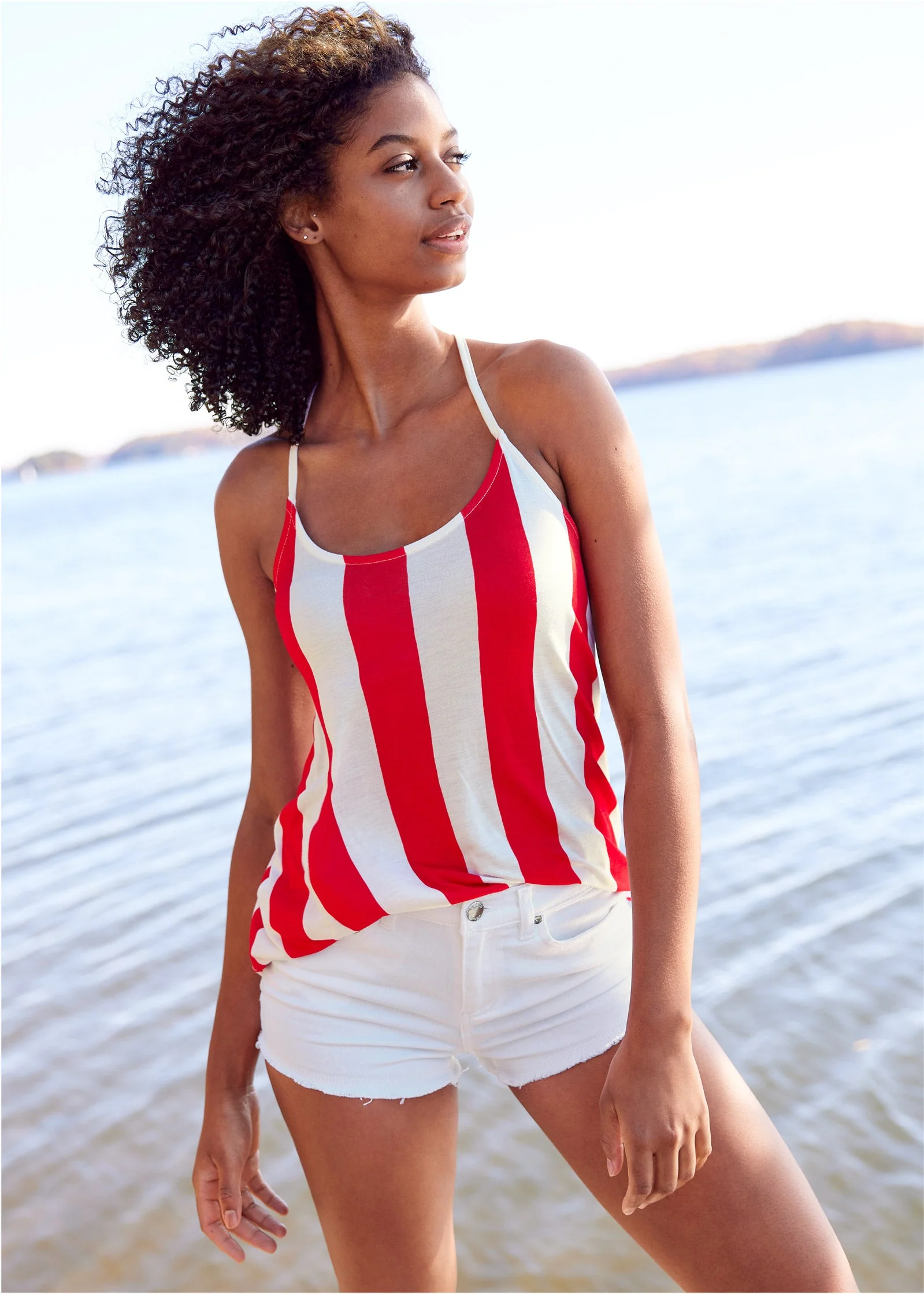 Strappy Tank - Red & White - Image 8