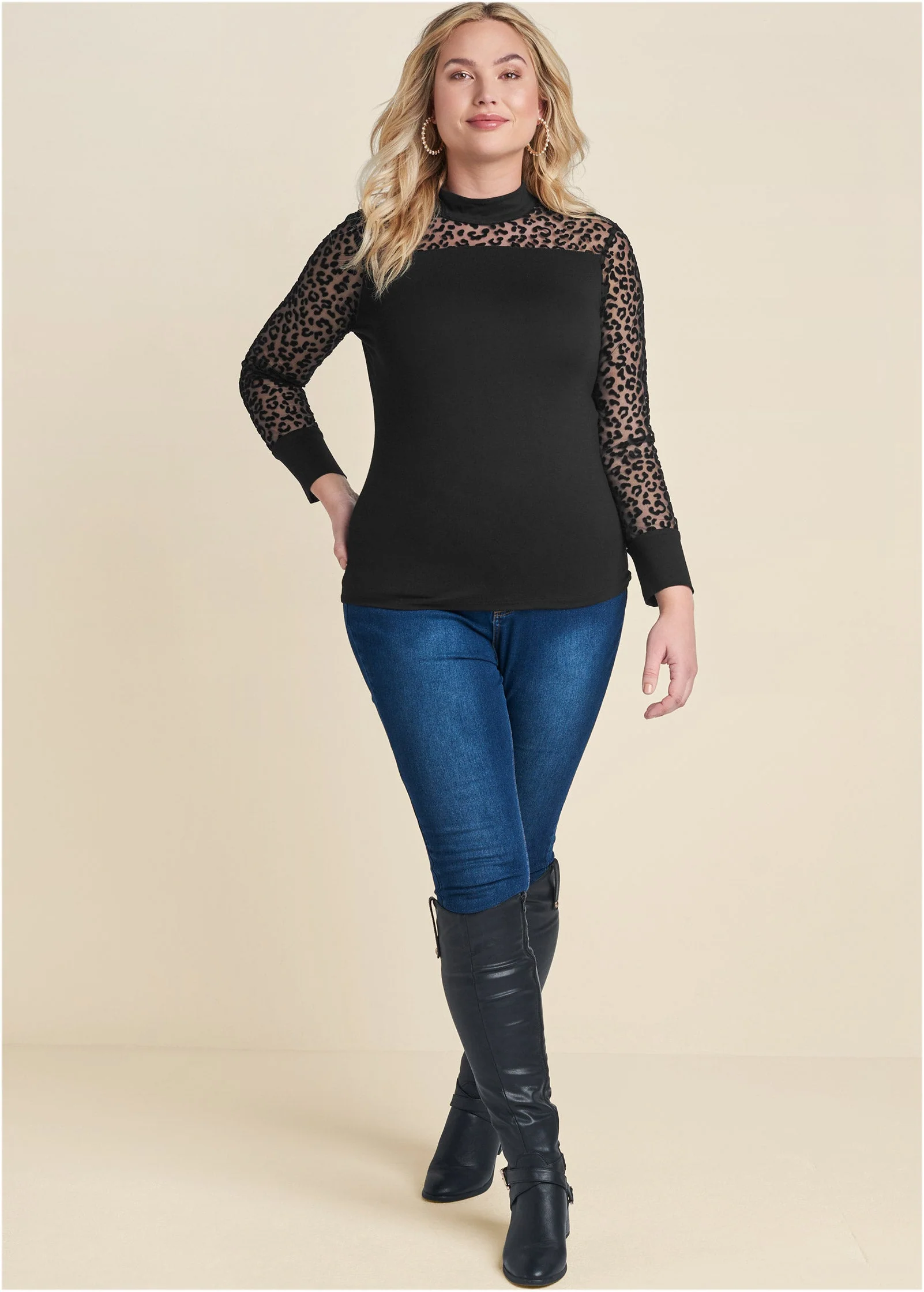 Mesh Detail Top - Black - Image 10