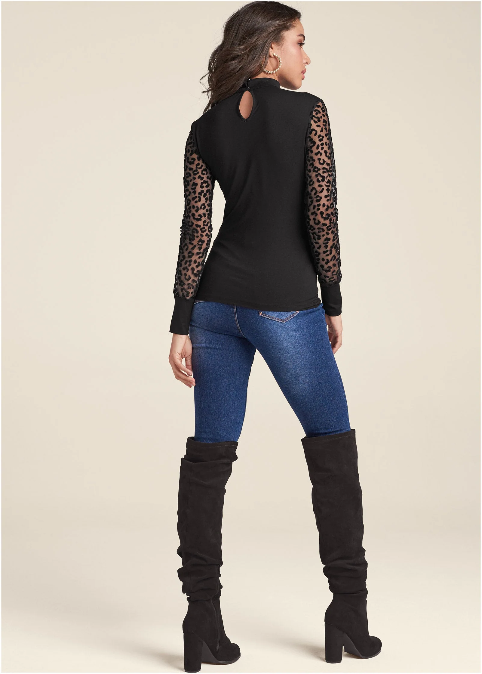 Mesh Detail Top - Black - Image 4