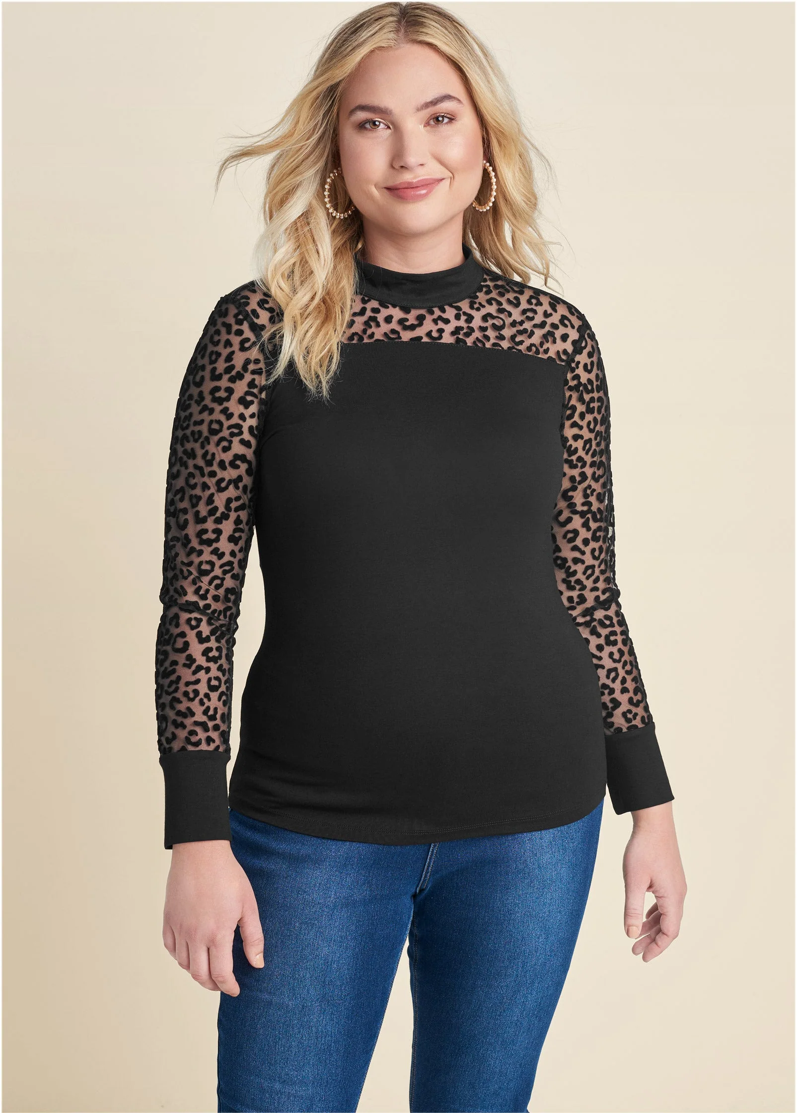 Mesh Detail Top - Black - Image 8