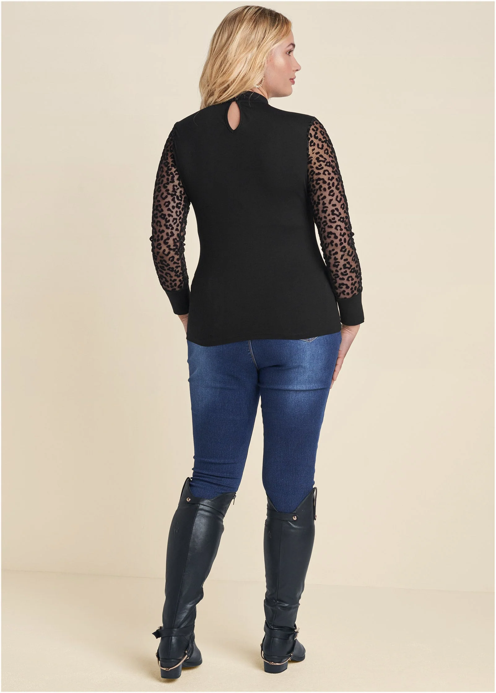 Mesh Detail Top - Black - Image 9