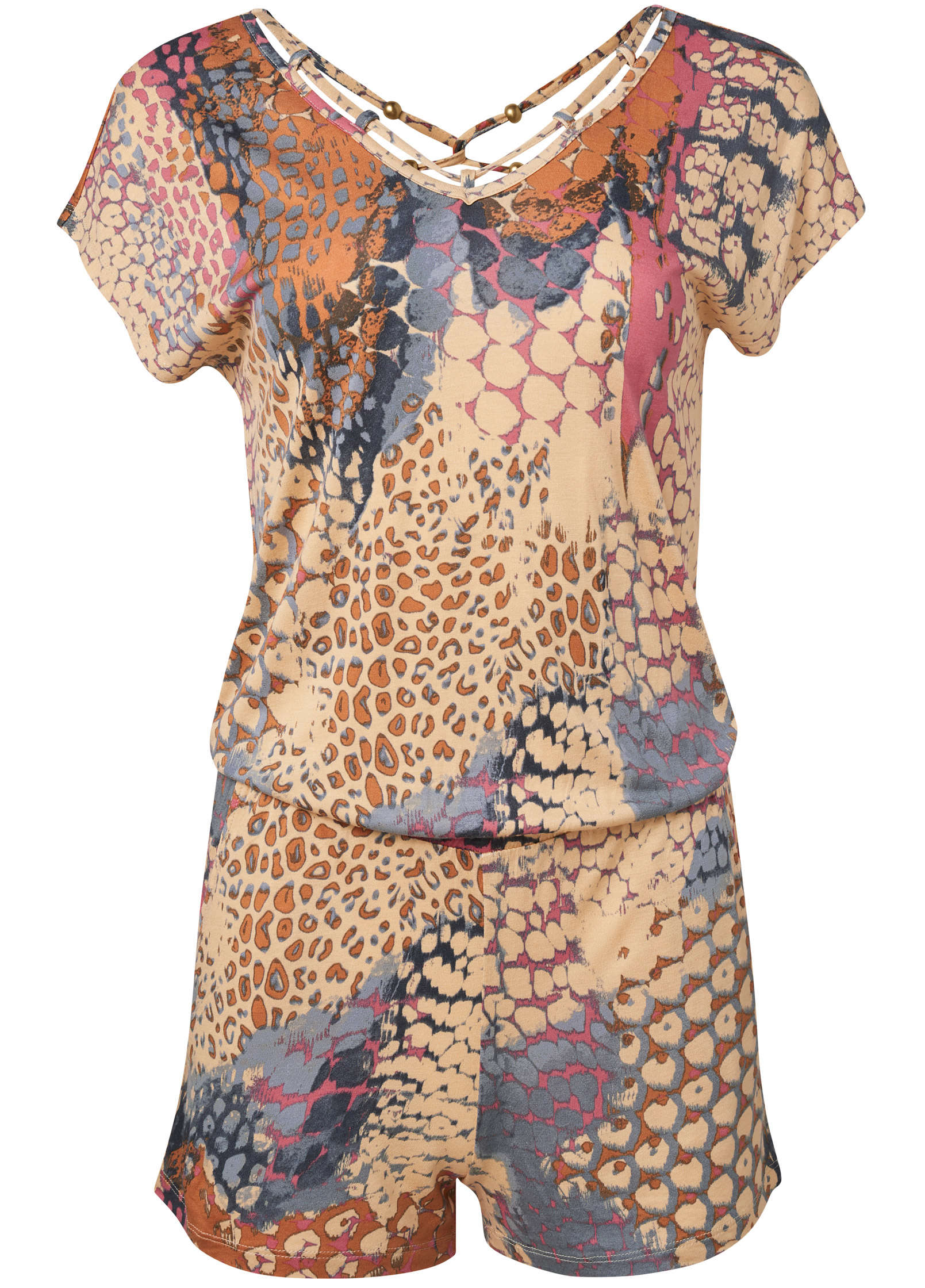Abstract Mirage V-Neck Romper - Orange Multi - Image 6