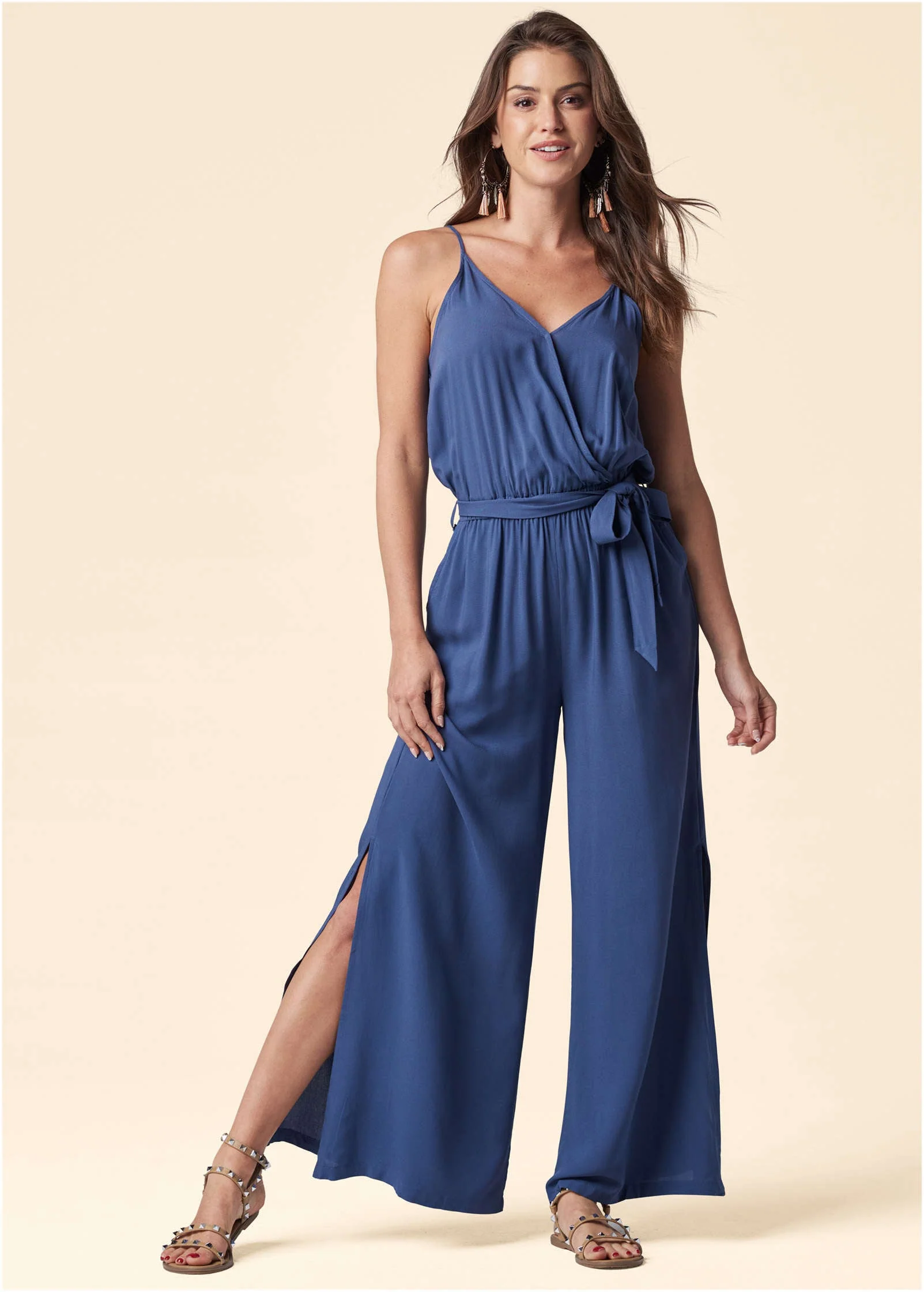 Ruffle Jumpsuit - Blue - Image 2
