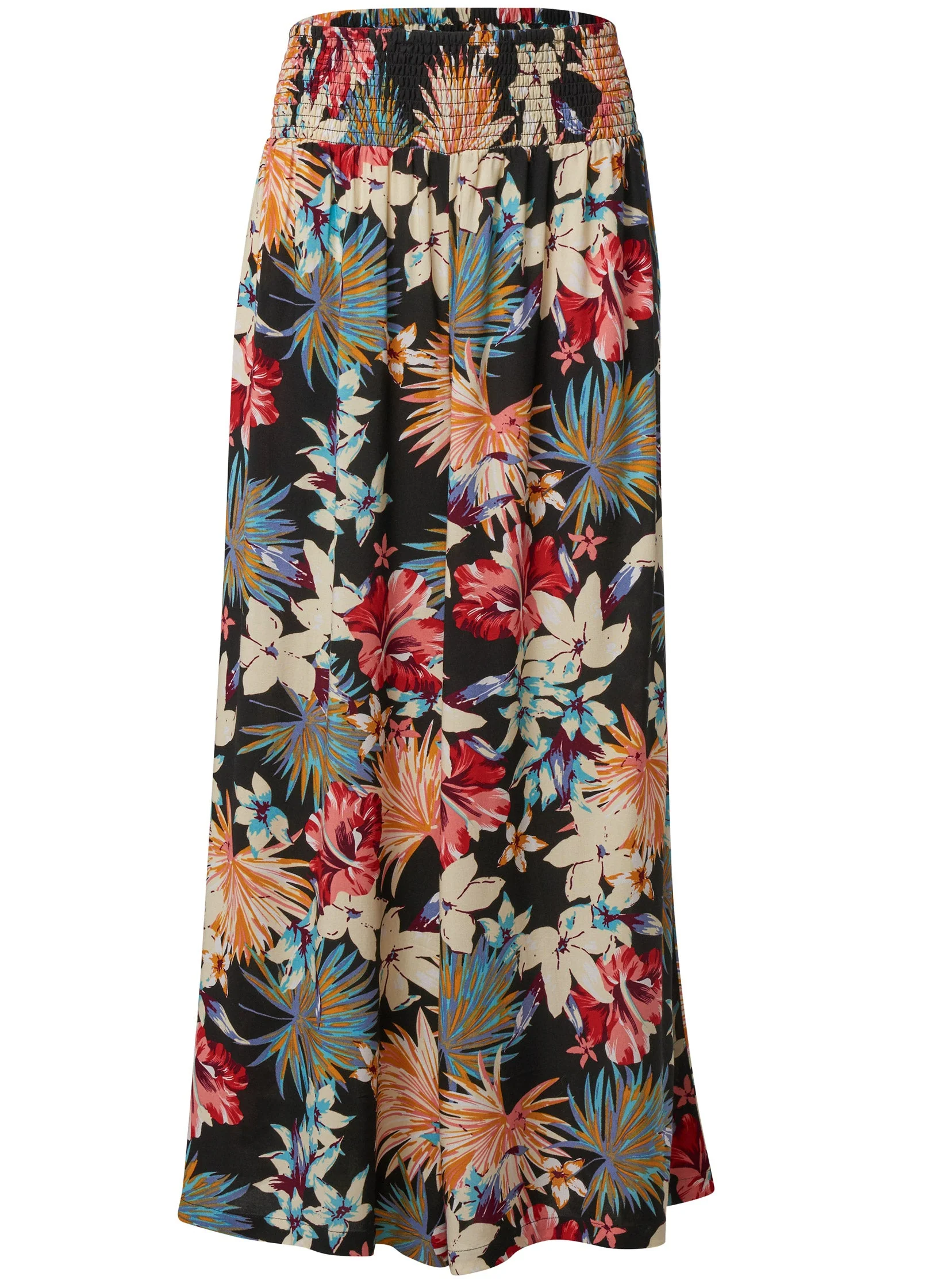 Smocked Waist Flared Pants - Black Multi - Image 5
