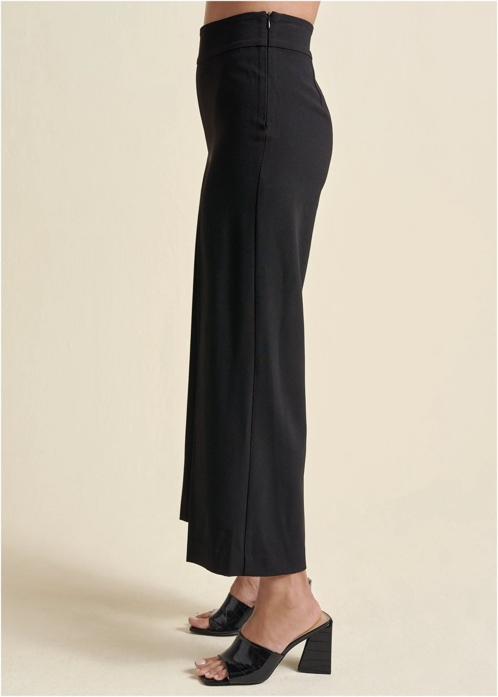 Crop Wide Leg Pants - Black - Image 4