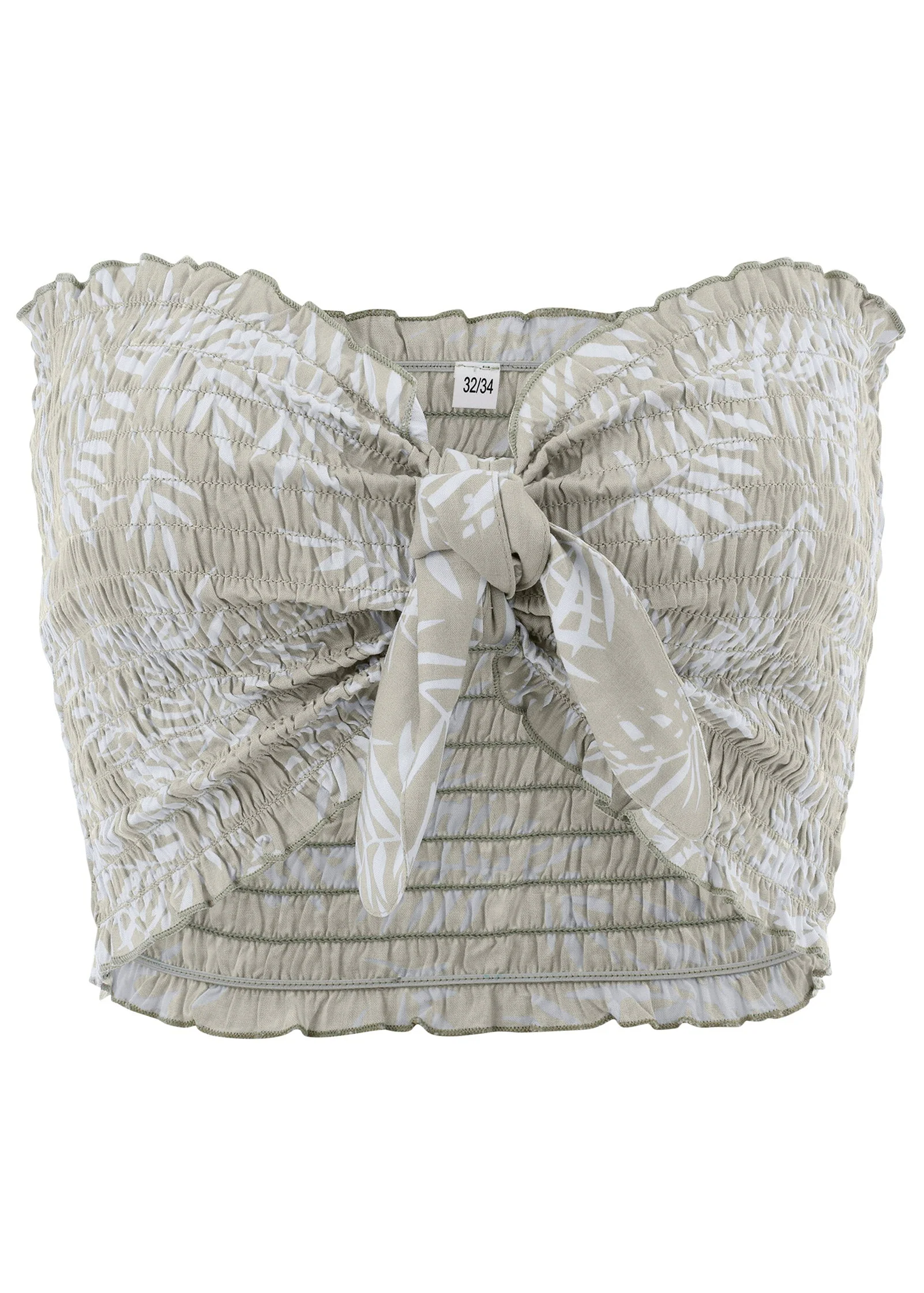 Smocked Crop Top - Green Multi - Image 3