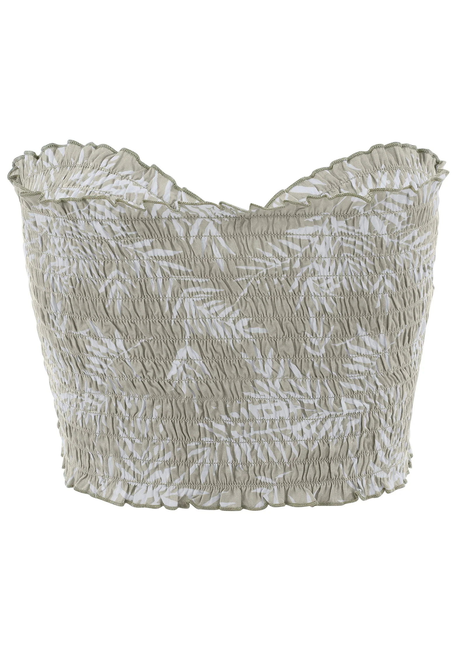 Smocked Crop Top - Green Multi - Image 4