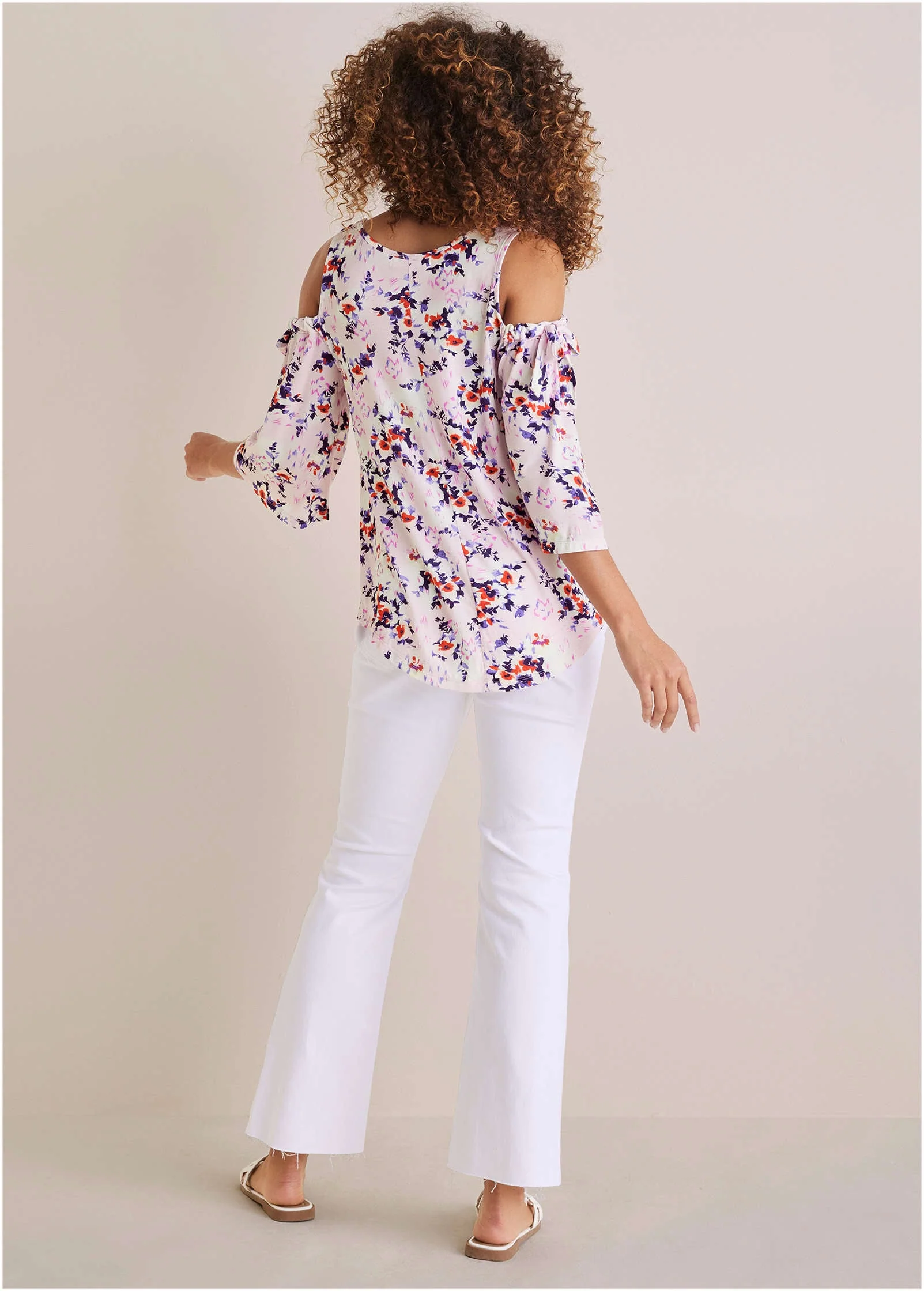 Printed Cold-Shoulder Top - Pink & Purple - Image 4