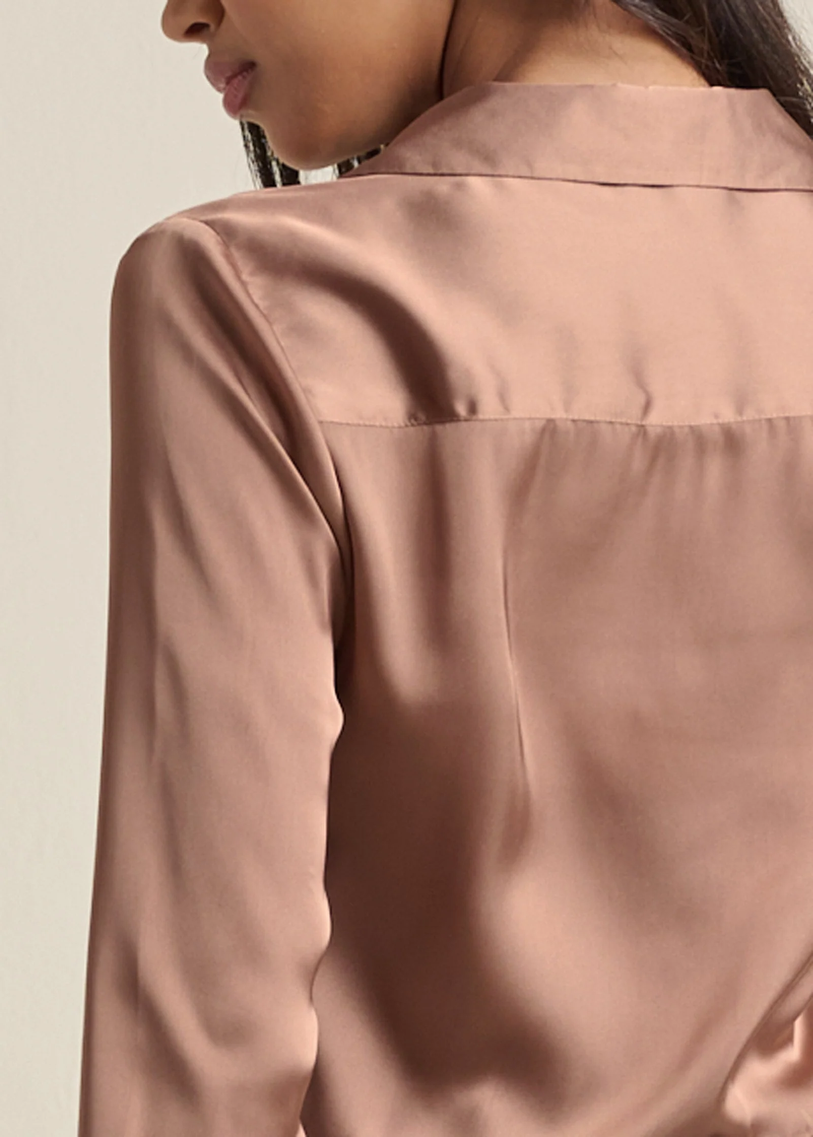 Satin Crop Blouse - Taupe - Image 4