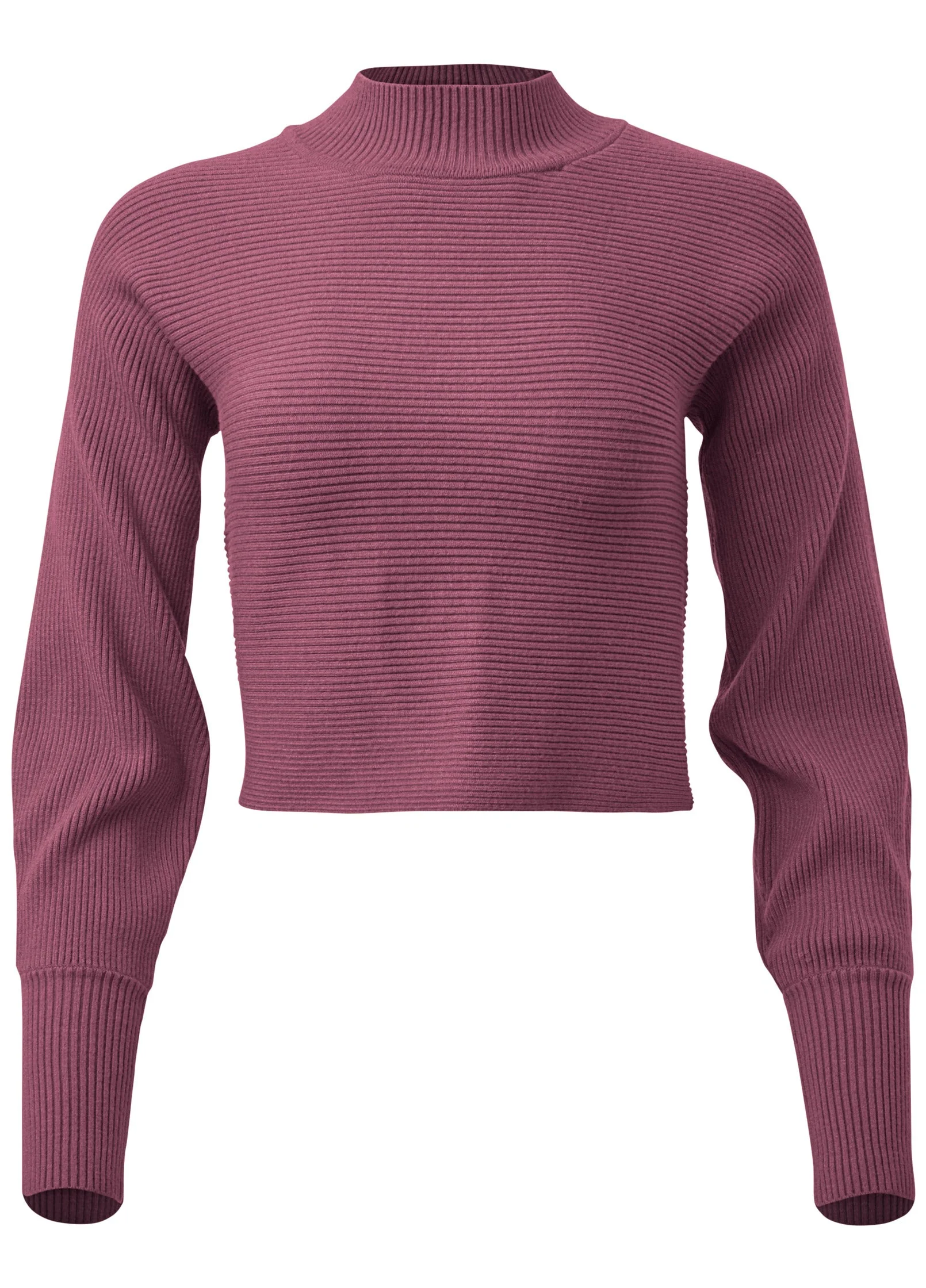 Ribbed Mock-Neck Sweater - Berry - Image 5