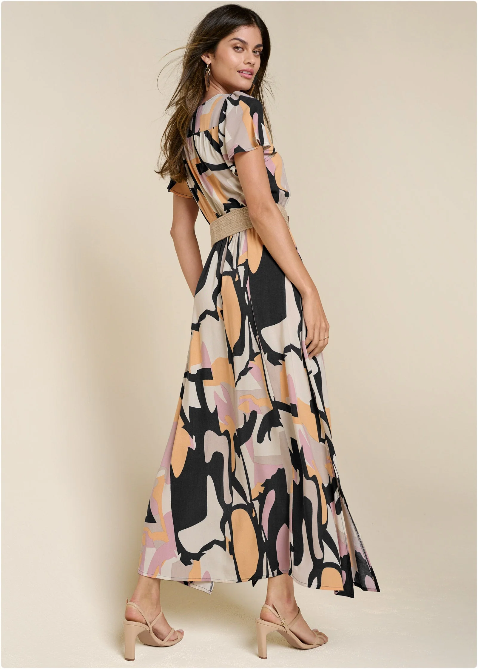 Abstract Print Maxi Dress - Navy Multi - Image 2