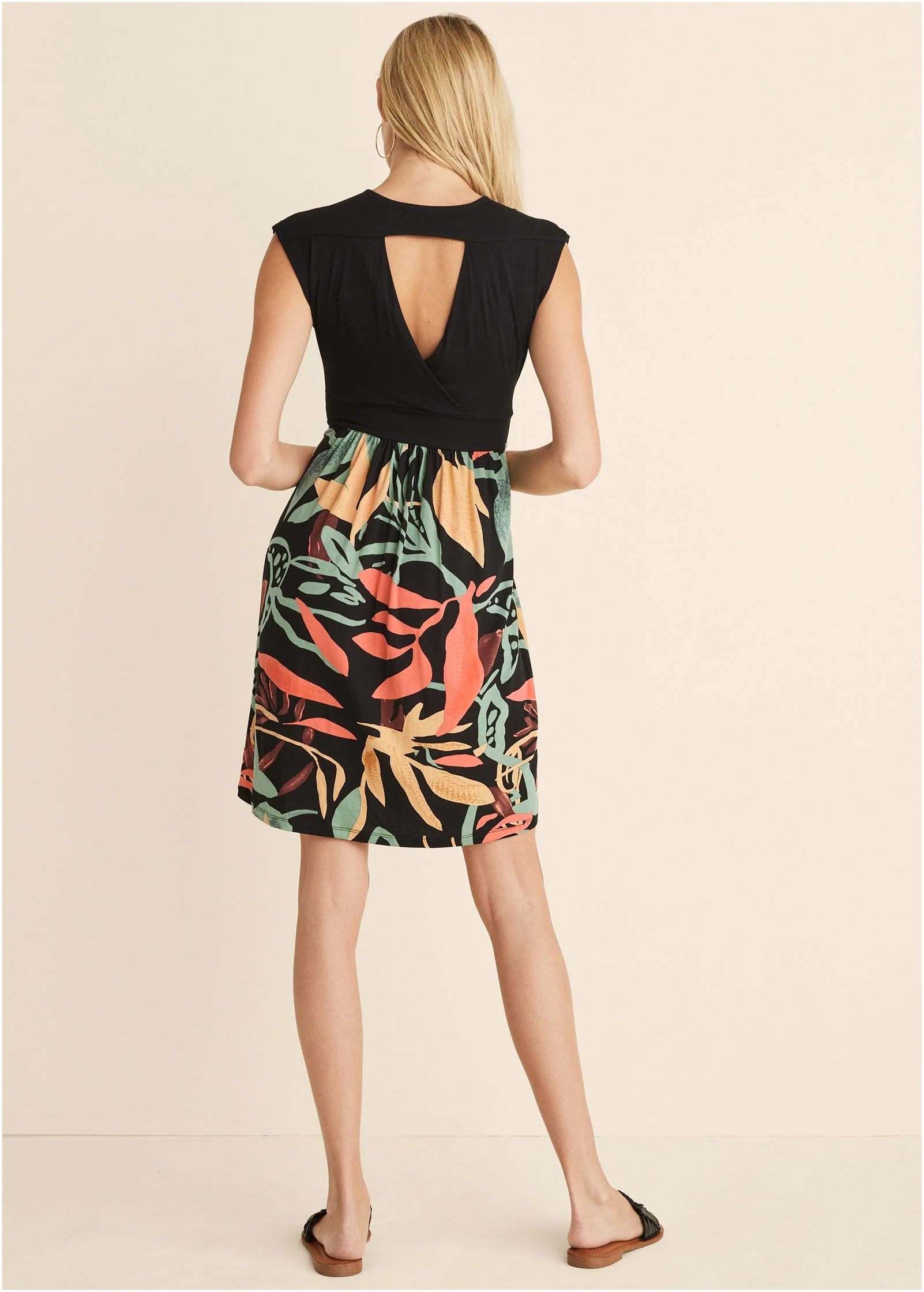 Abstract Print Dress - Black Multi - Image 3