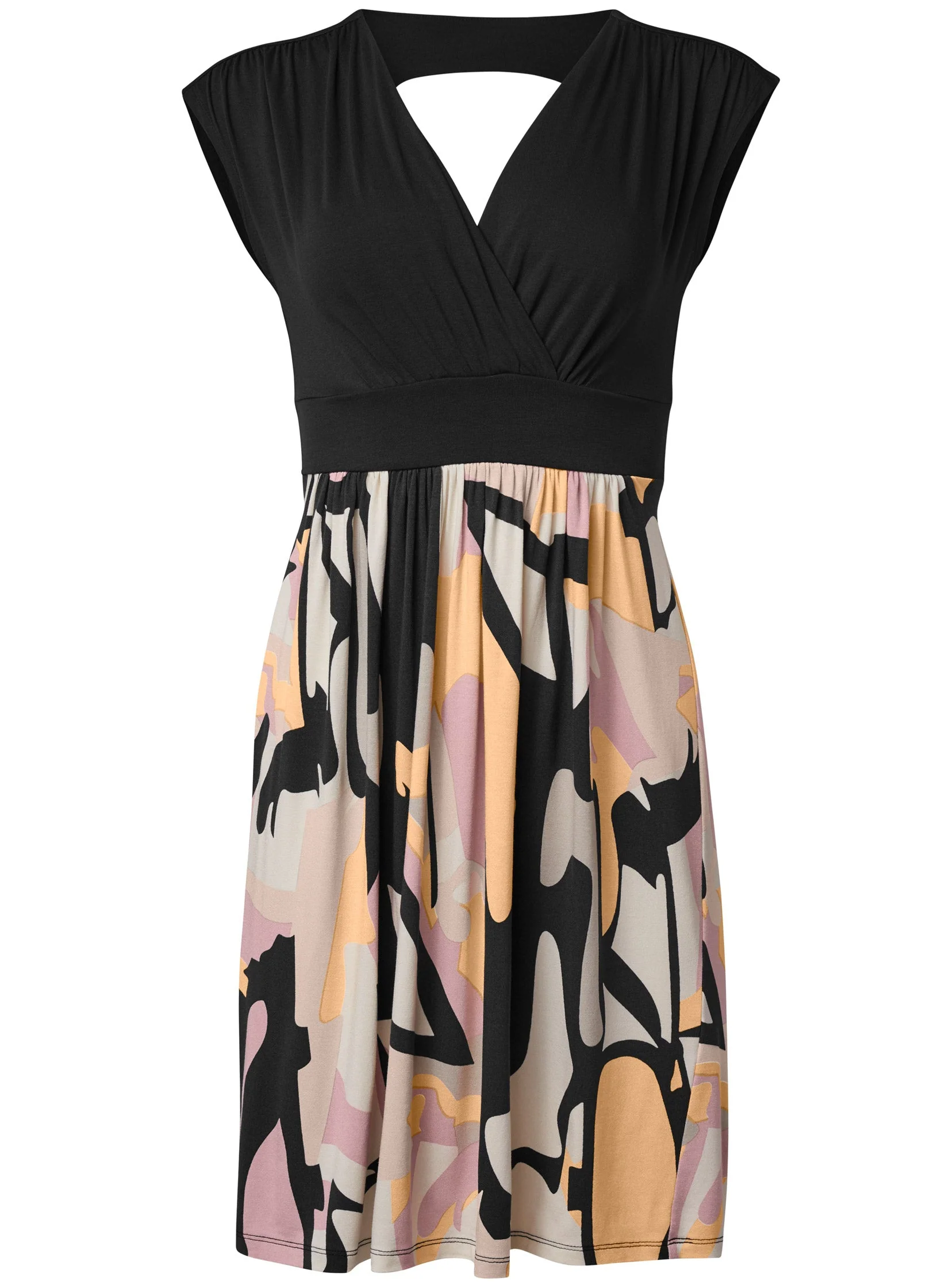 Abstract Print Dress - Navy Multi - Image 4