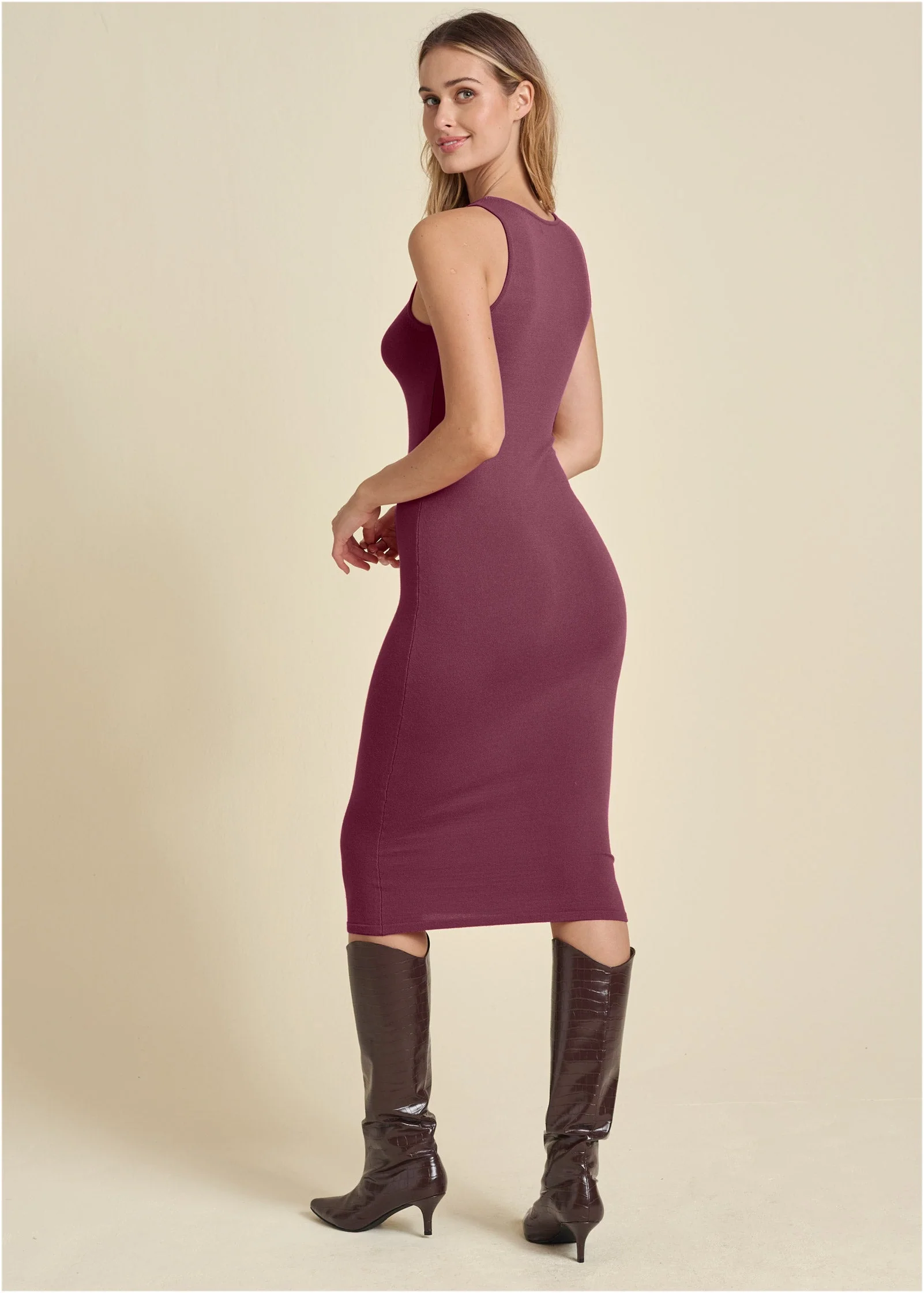 Midi Sweater Dress - Berry - Image 2