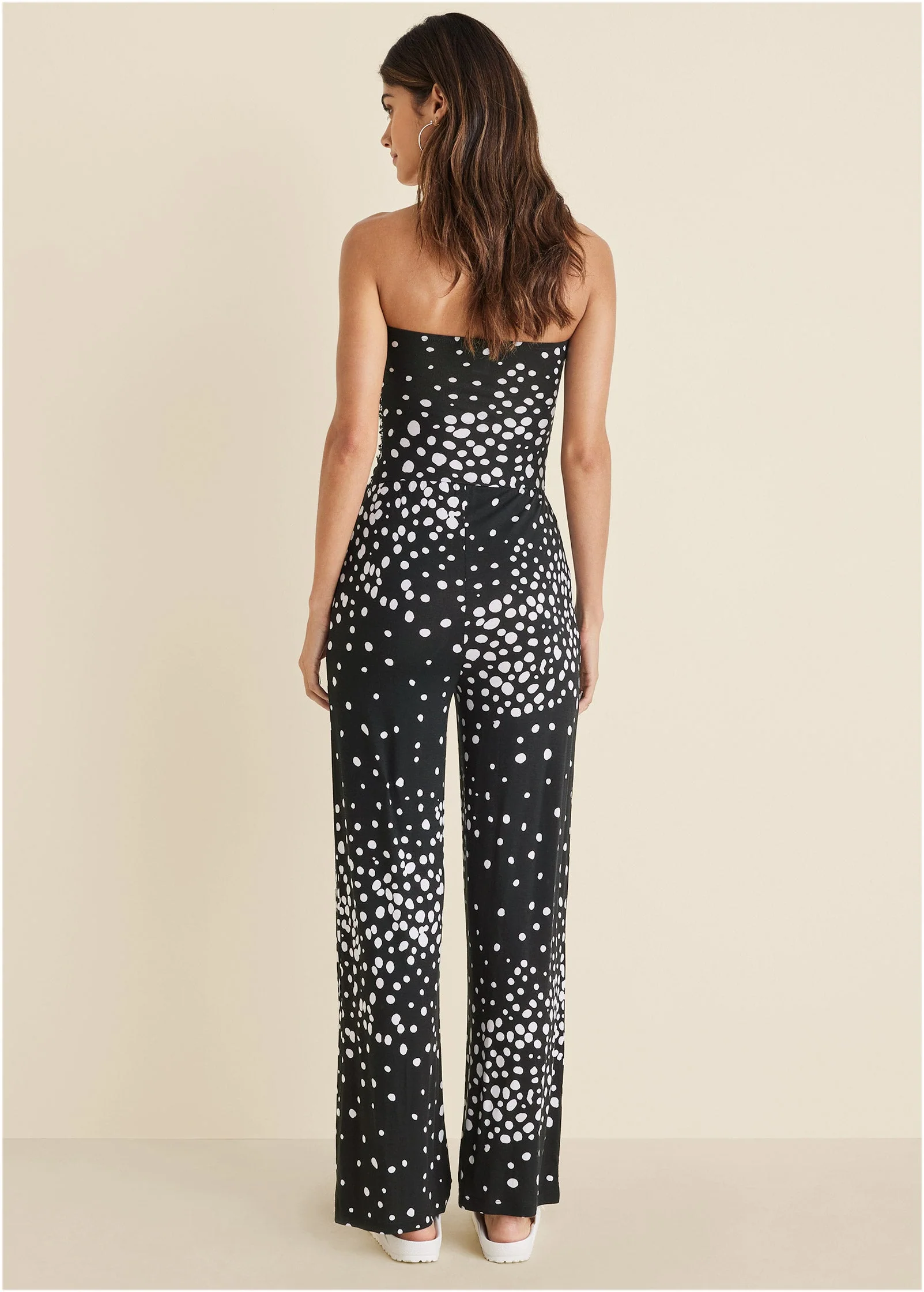 Strapless Printed Jumpsuit - Black & White - Image 3