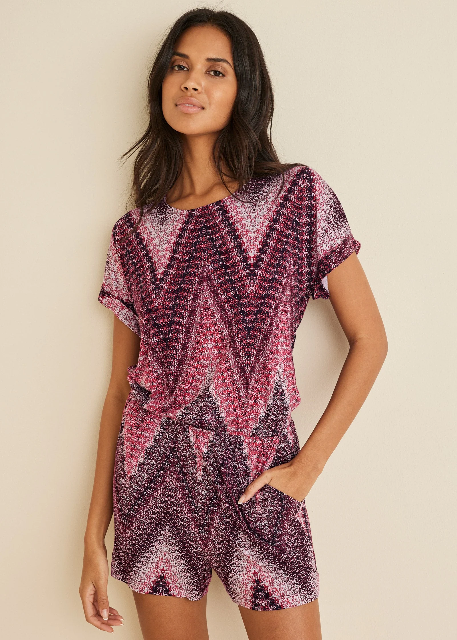 Open Back Romper - Burgundy Multi - Image 3