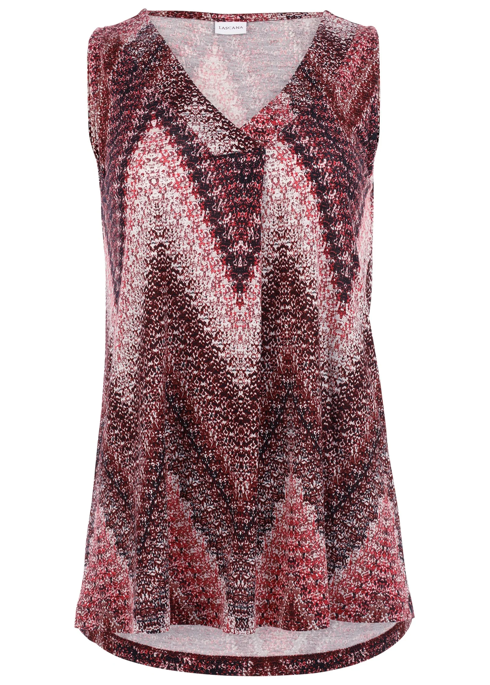 V-Neck Sleeveless Top - Burgundy Multi - Image 6