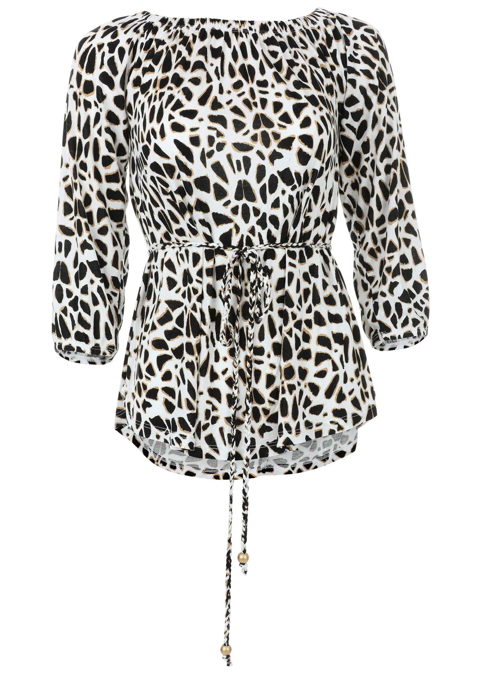Tie Waist Blouse - Black & White - Image 5