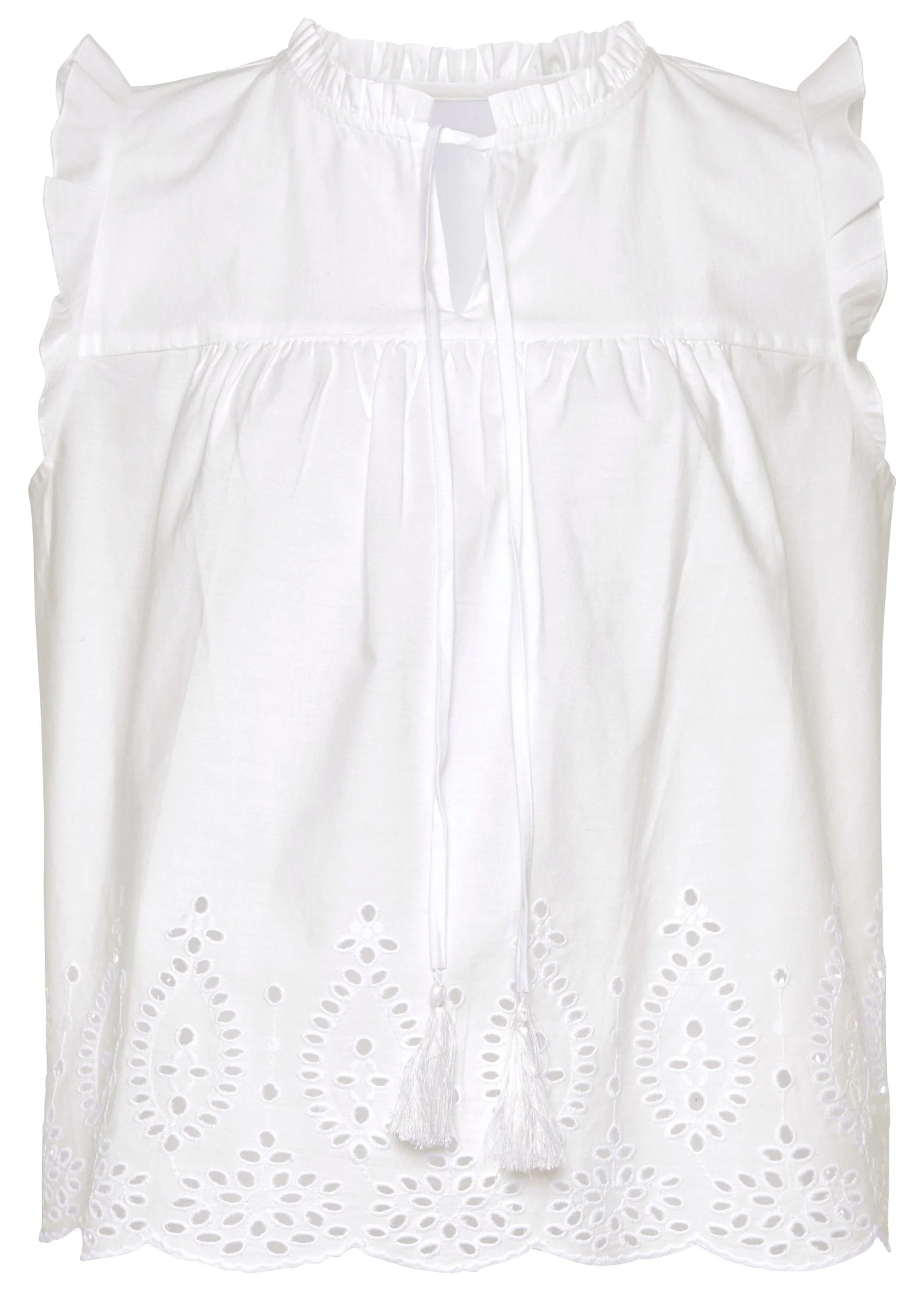 Eyelet Detail Top - White - Image 2