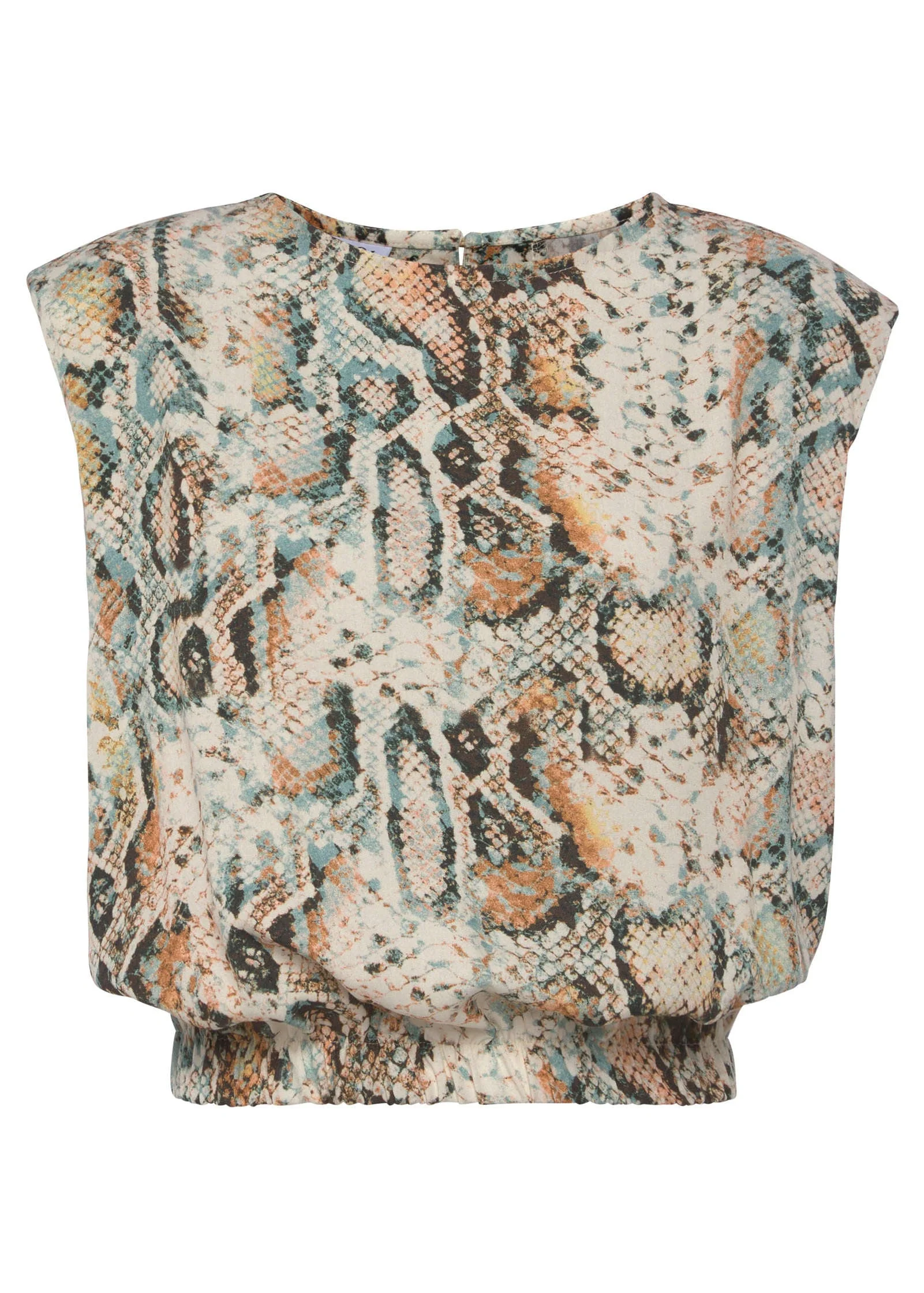 Printed Cap Sleeve Top - White Multi - Image 2