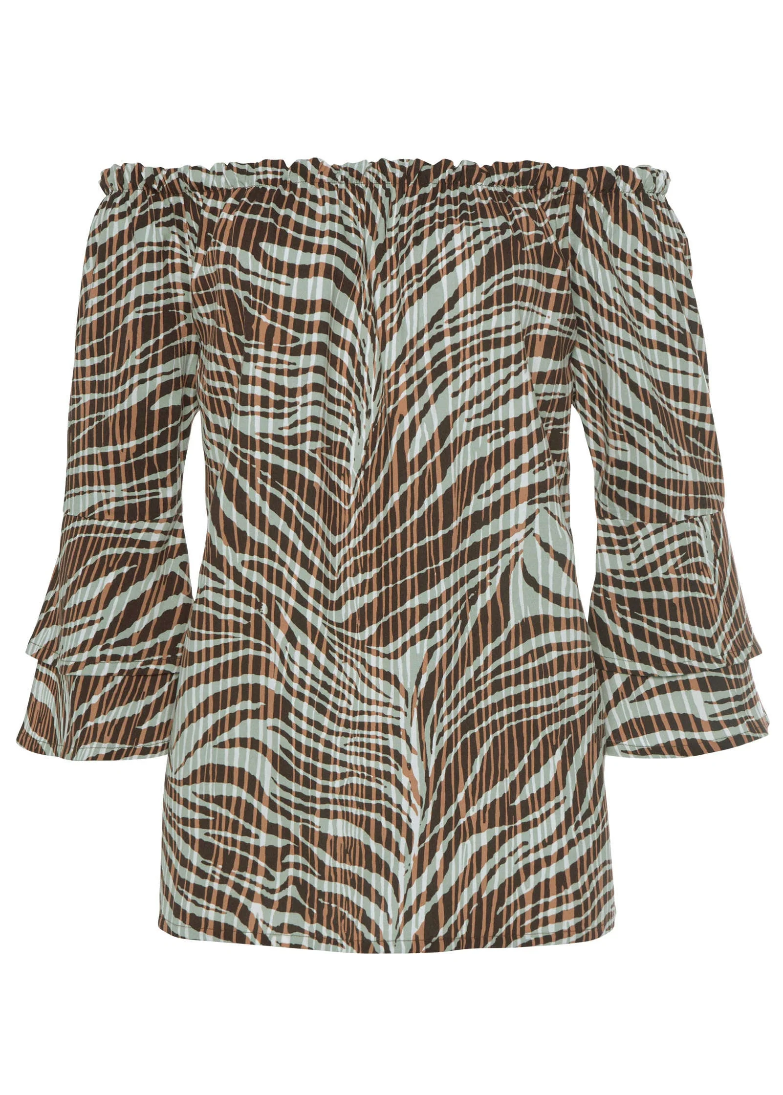 Off-The-Shoulder Top - Brown Multi - Image 2