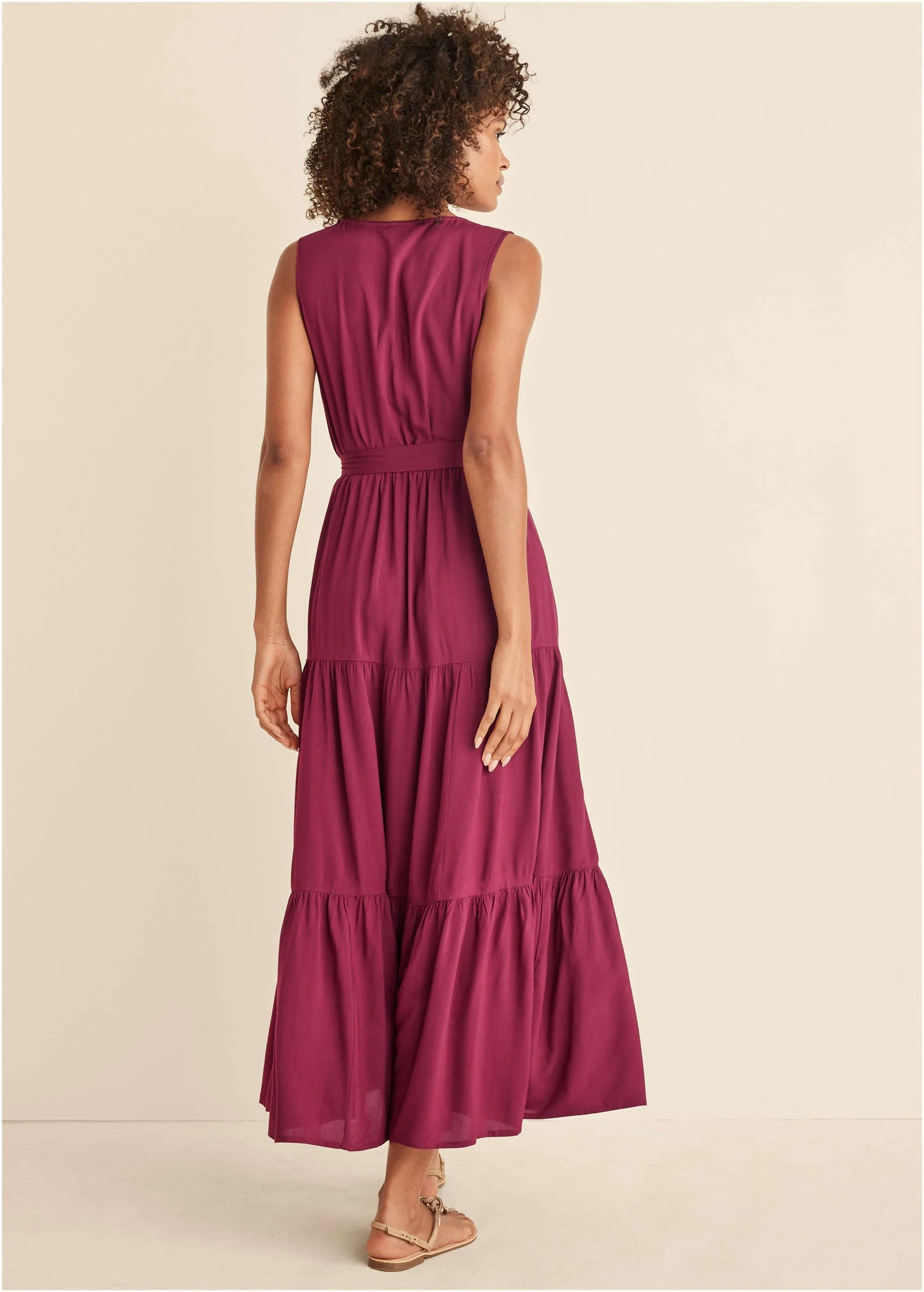 Wrap Tiered Maxi Dress - Mauve - Image 2