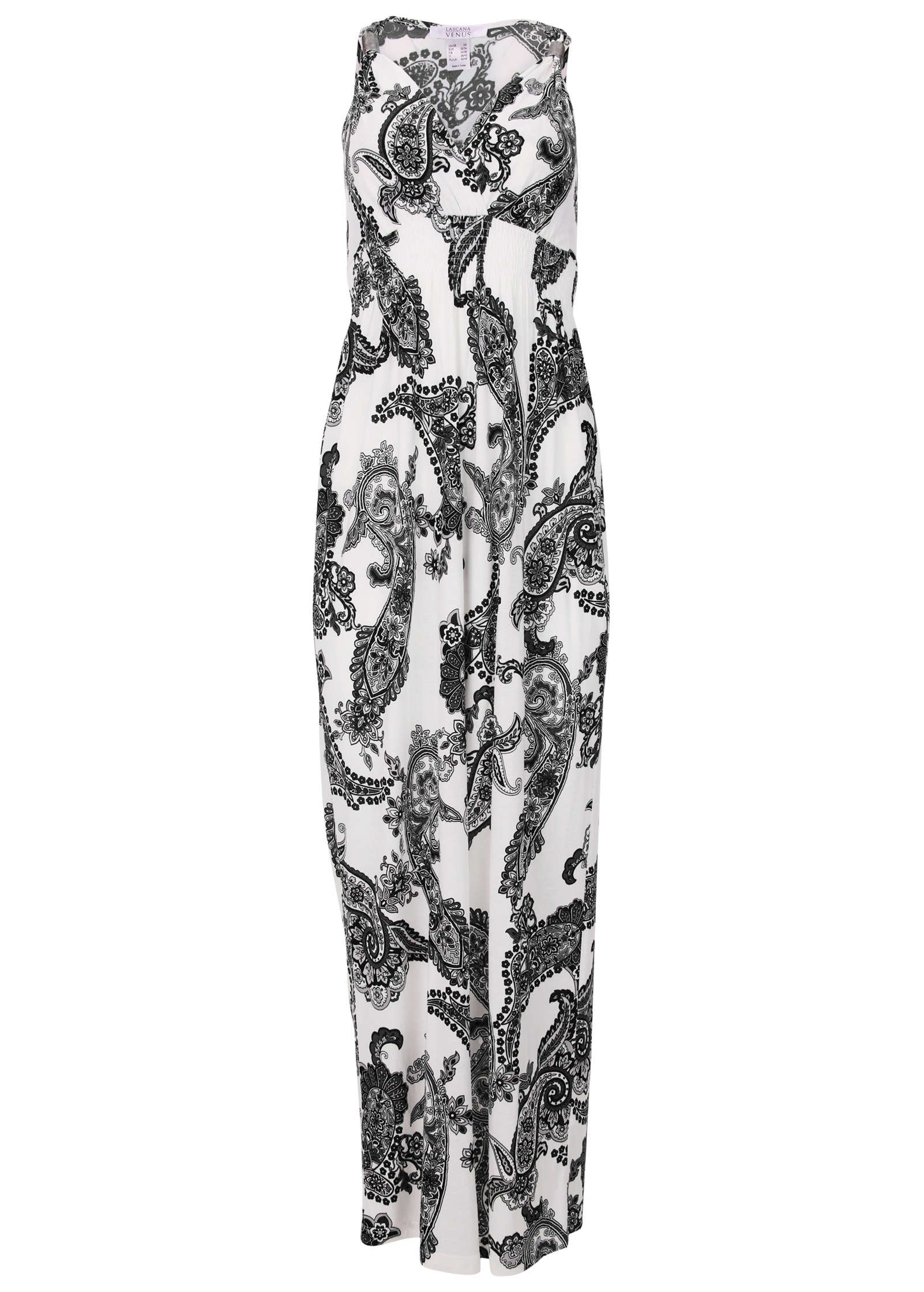 Paisley Print Maxi Dress - Black & White - Image 5