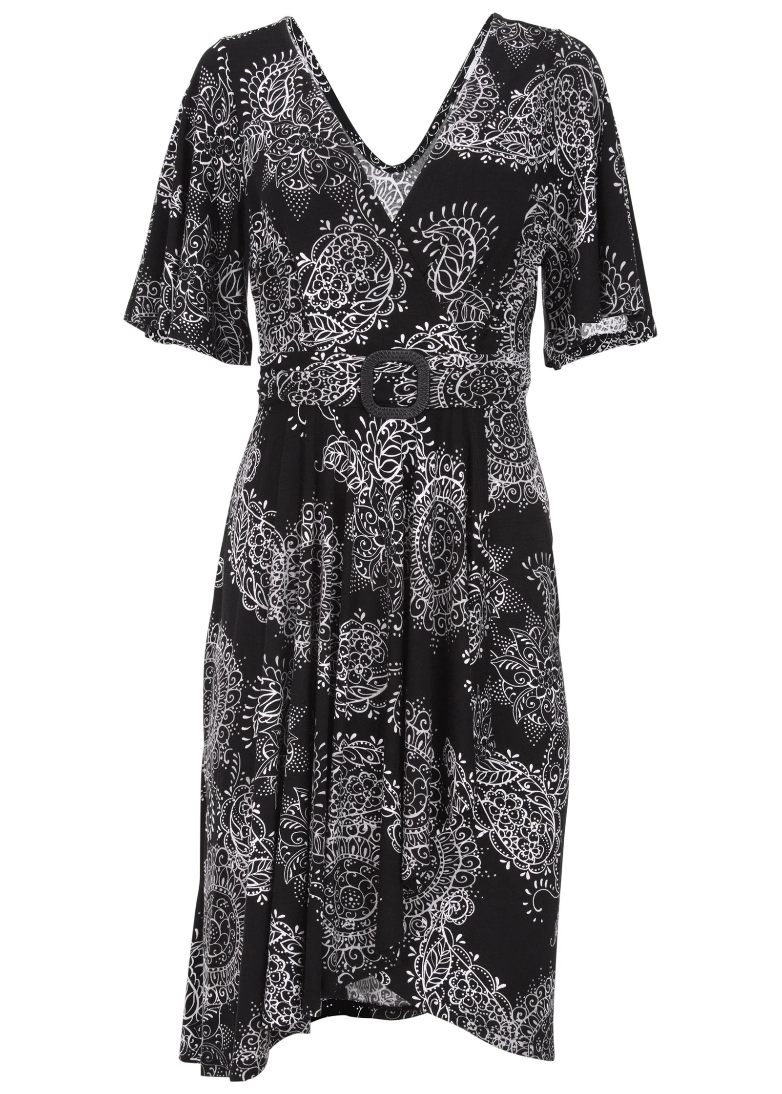 Print Midi Dress - Black & White - Image 4