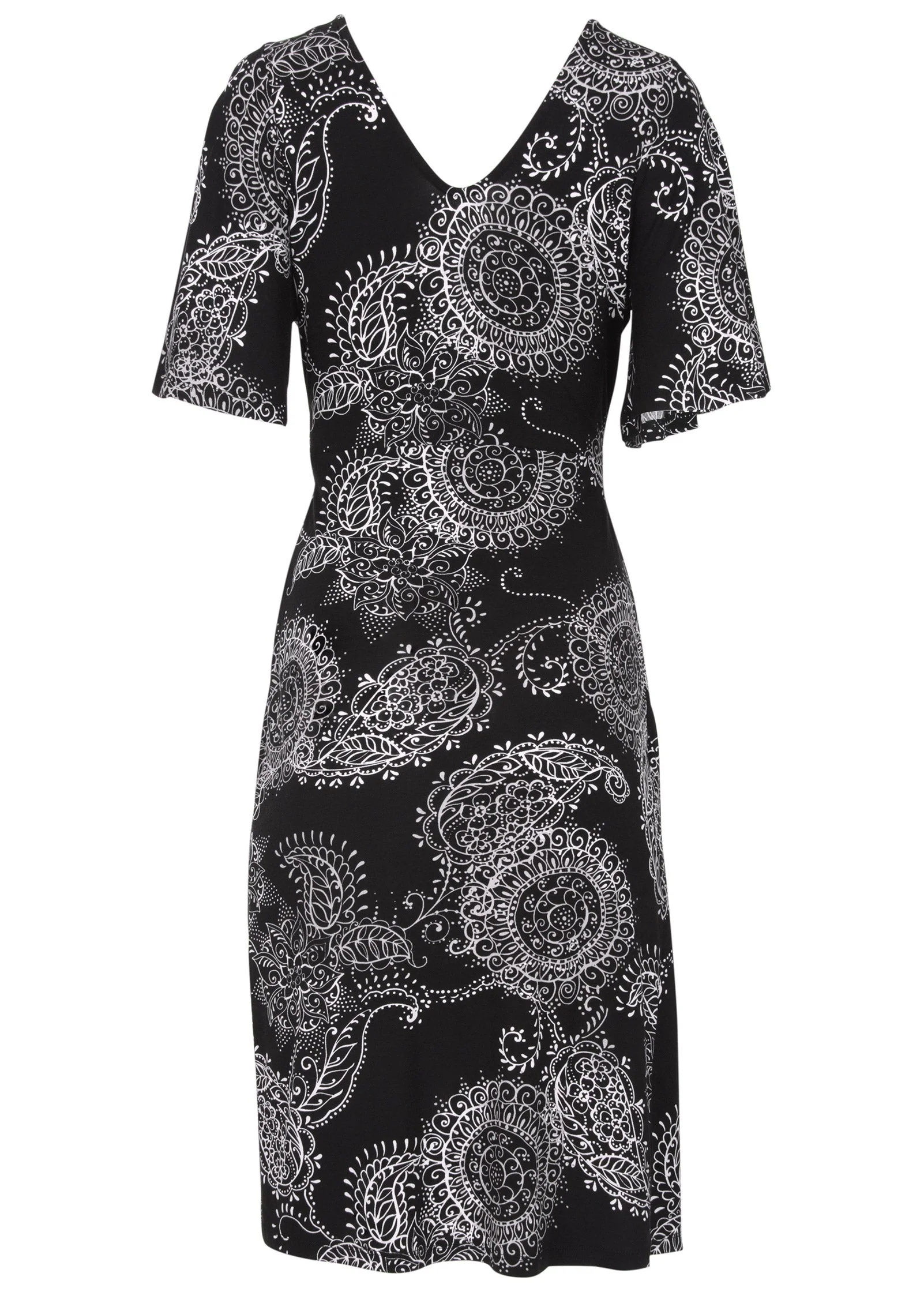 Print Midi Dress - Black & White - Image 5
