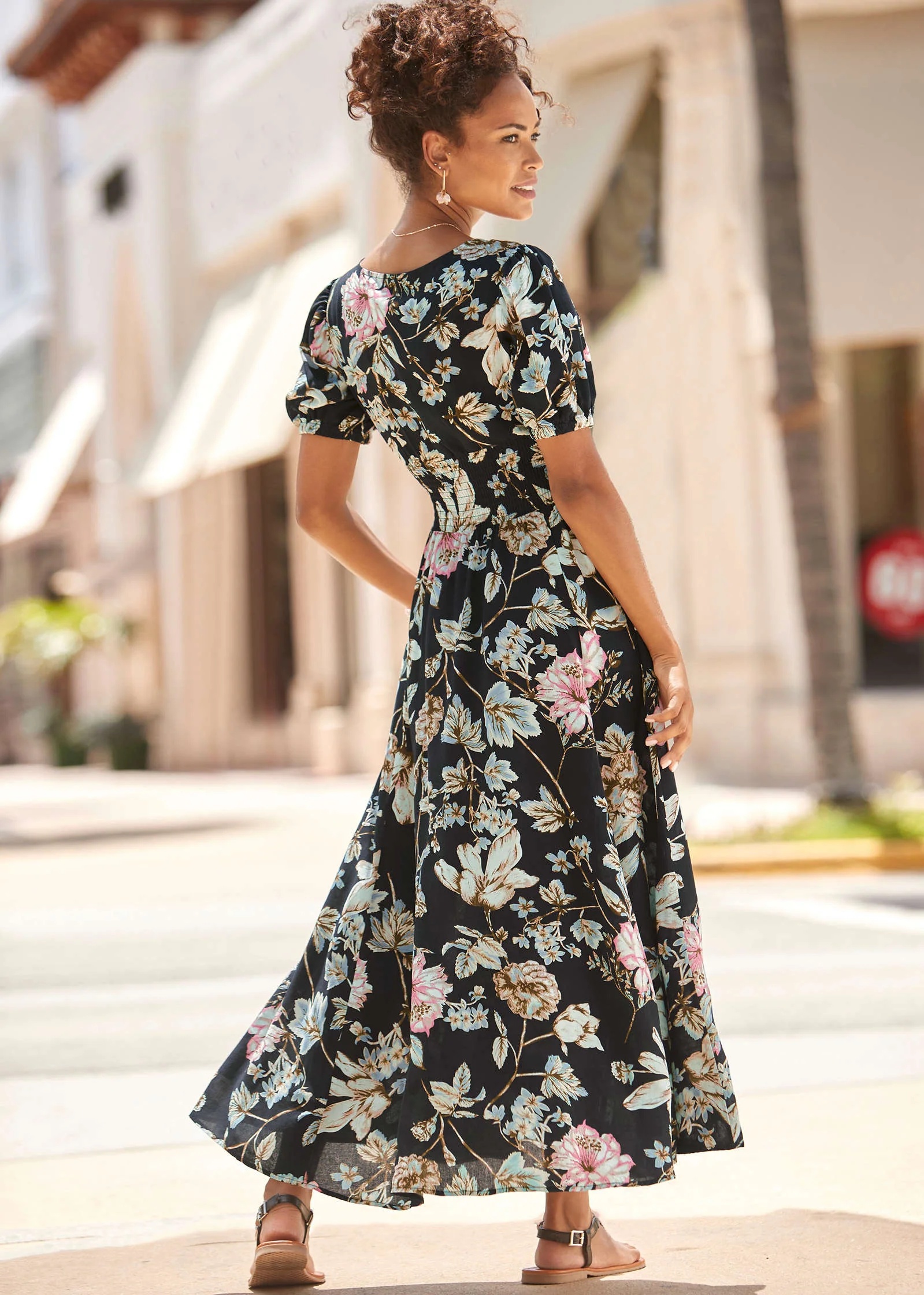 Floral Maxi Dress - Black Multi - Image 3