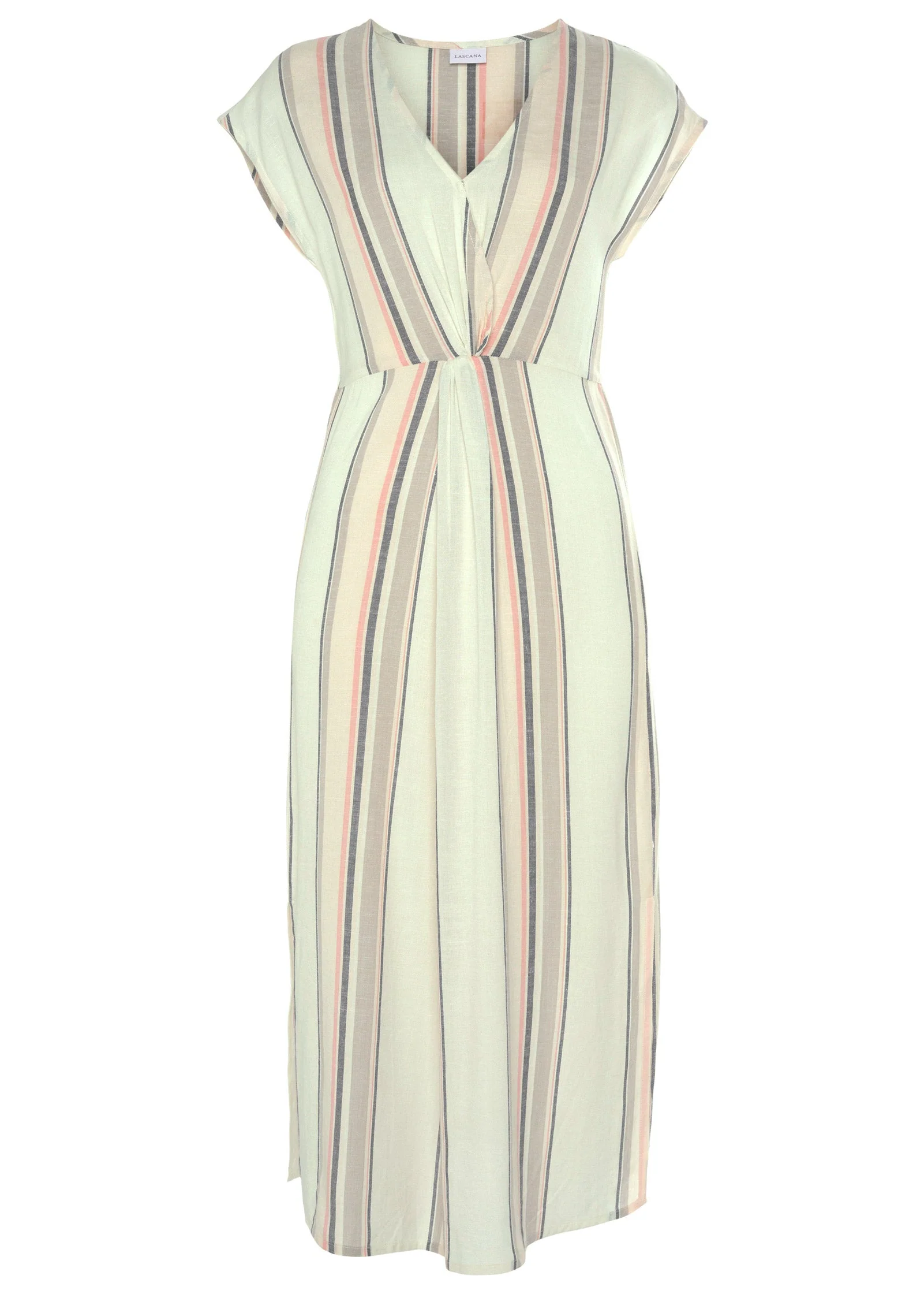 V-Neck Faux-Wrap Dress - White Multi - Image 2