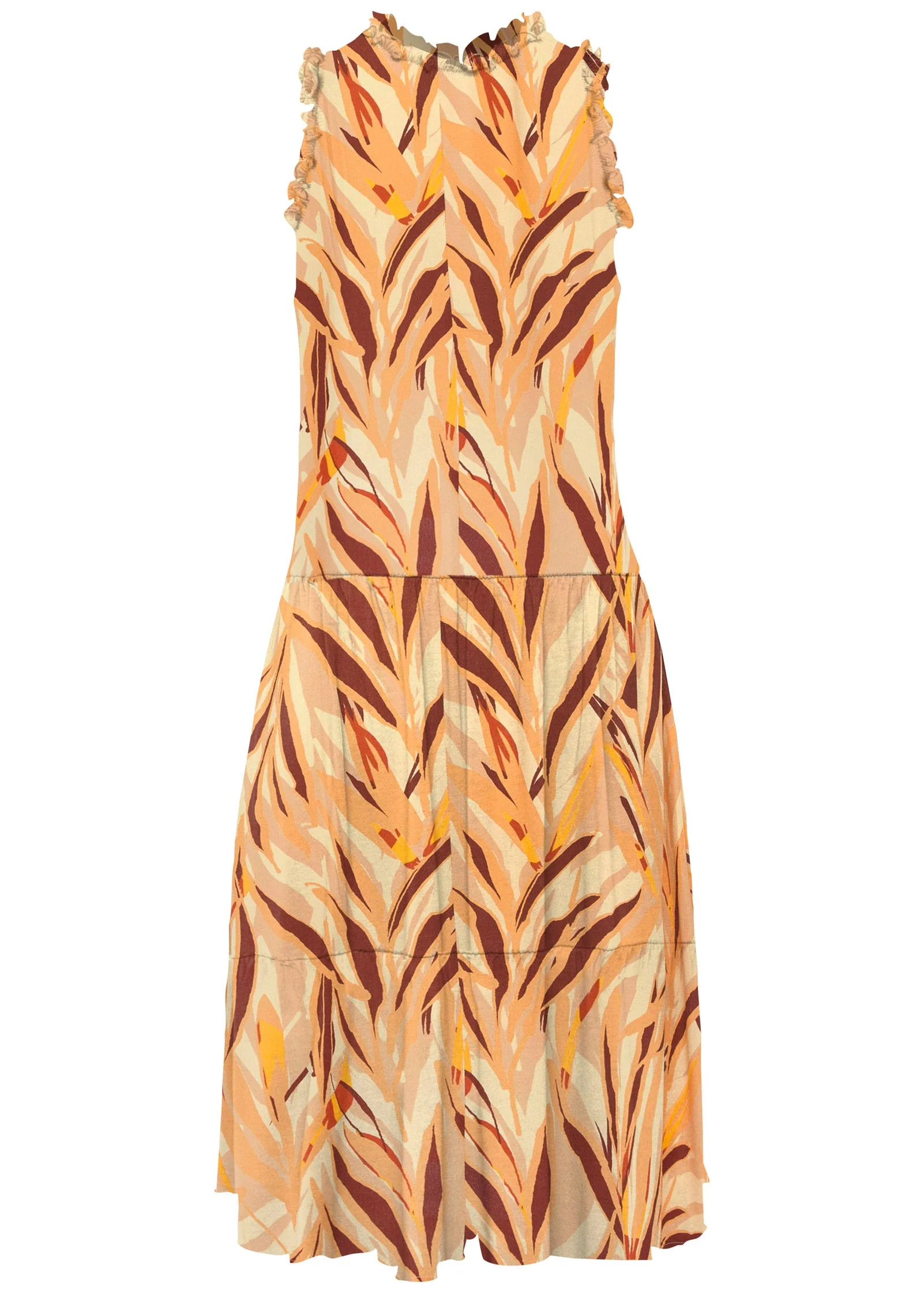Smocked Tiered Midi Dress - Cream Multi - Image 2