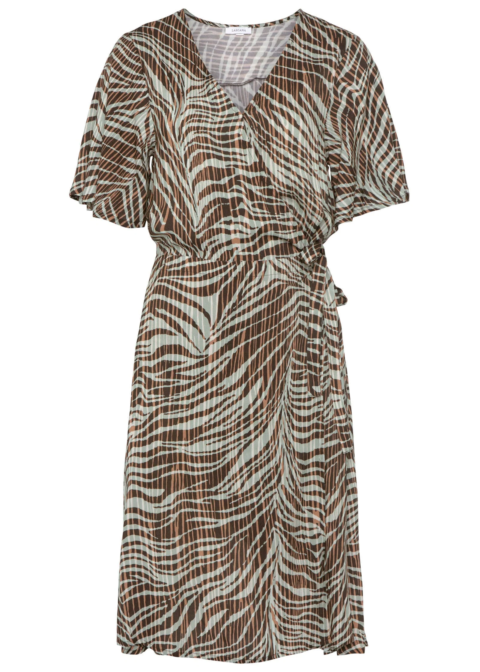 Flutter Sleeve Dress - Brown Multi - Image 2