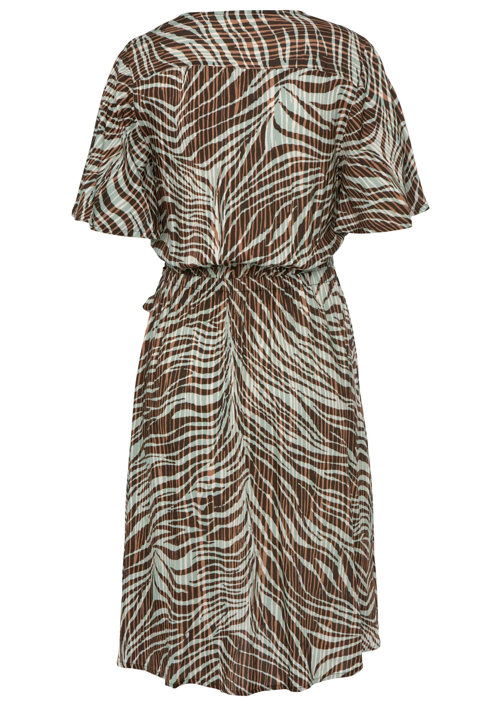Flutter Sleeve Dress - Brown Multi - Image 3
