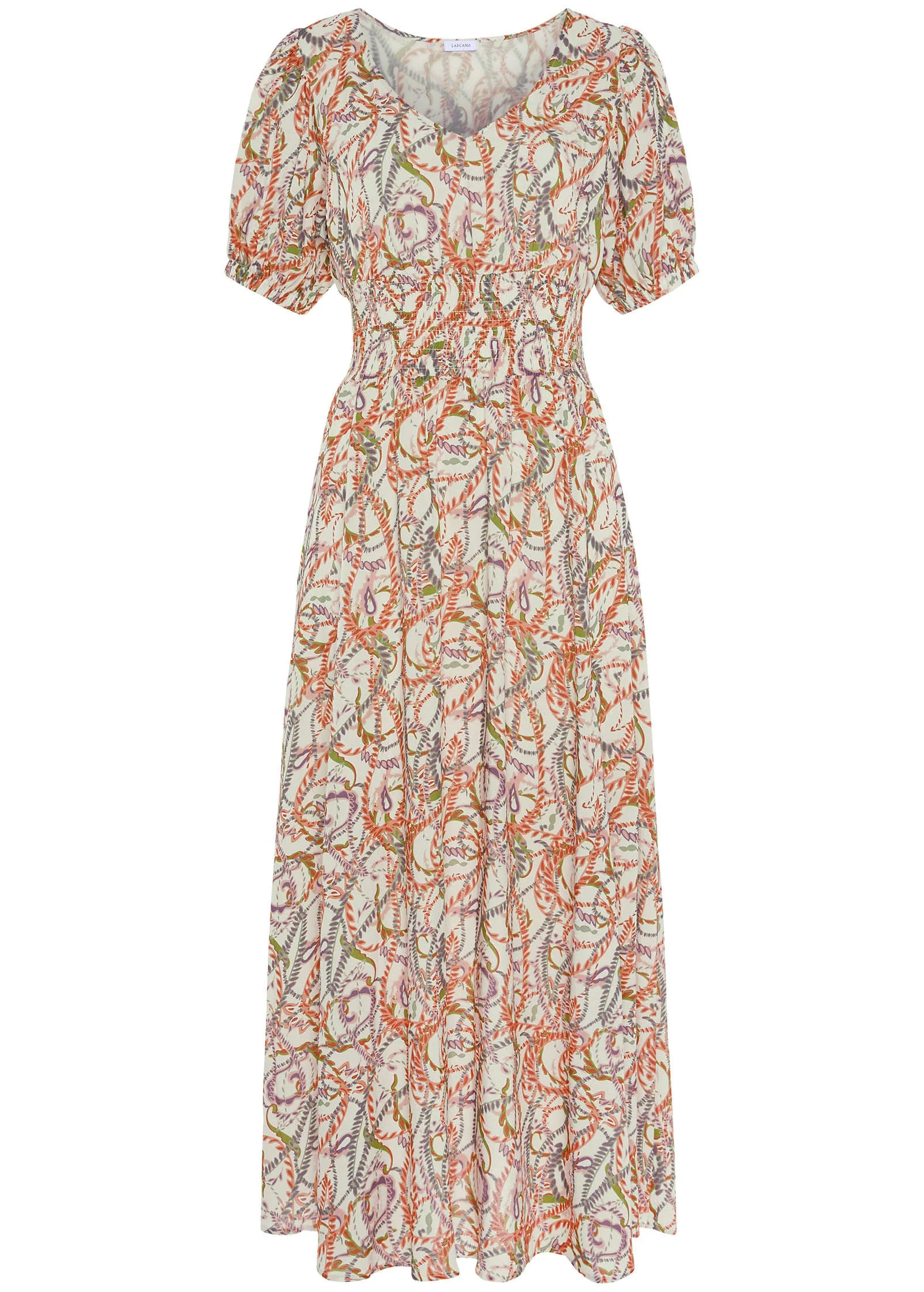 V-Neck Maxi Dress - White Multi - Image 2
