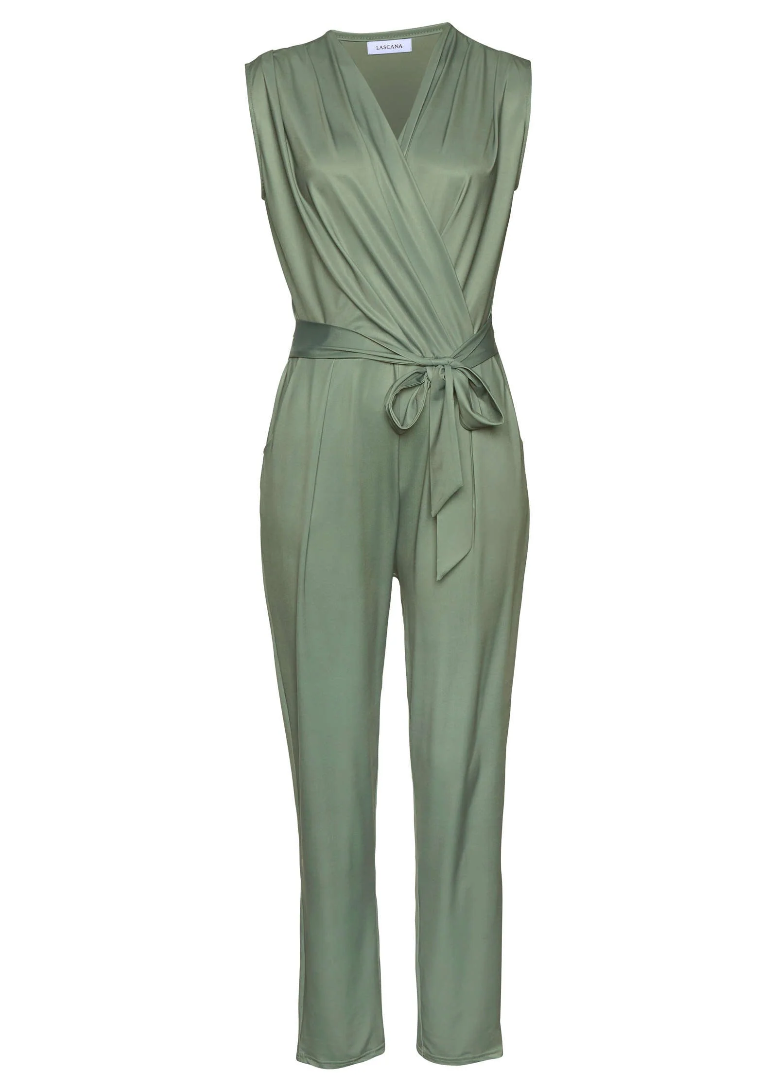 Sleeveless Tie Front Jumpsuit - Jade - Image 2