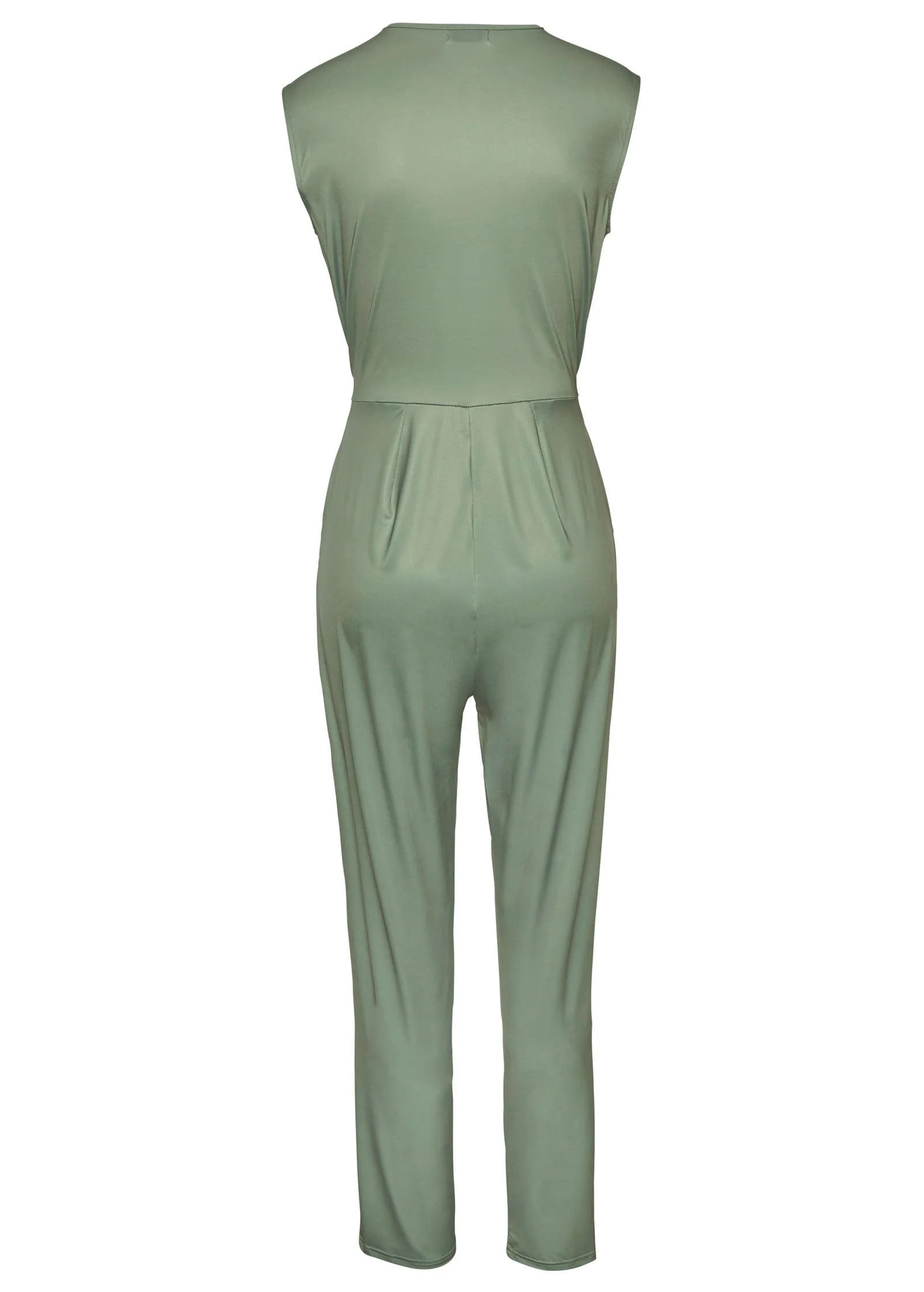 Sleeveless Tie Front Jumpsuit - Jade - Image 3