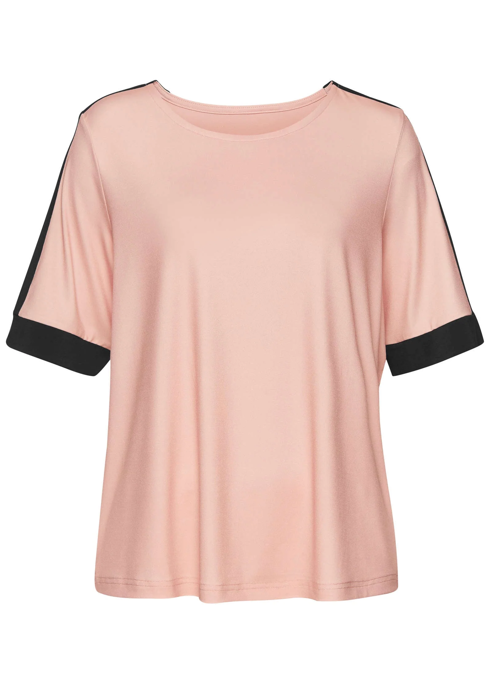 Contrast Short Sleeve Top - Mauve & Black - Image 2