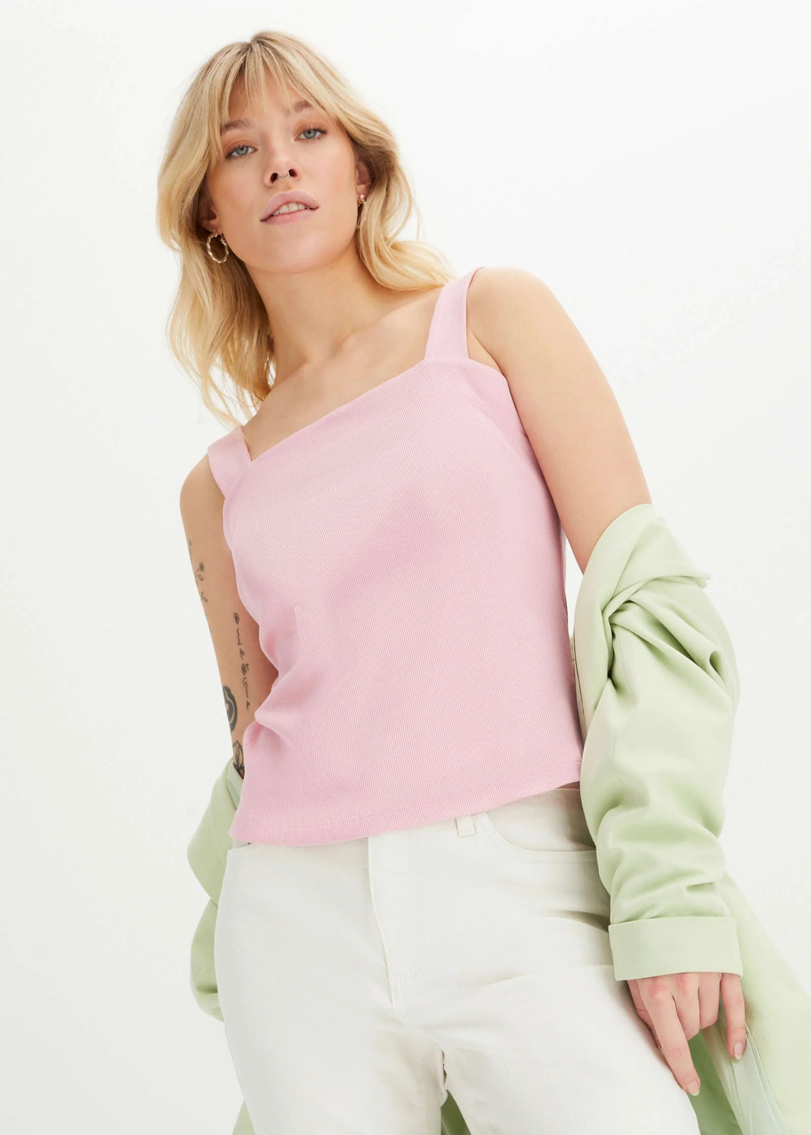 Pack Of 2 Ribbed Tanks - Rose & Seagrass