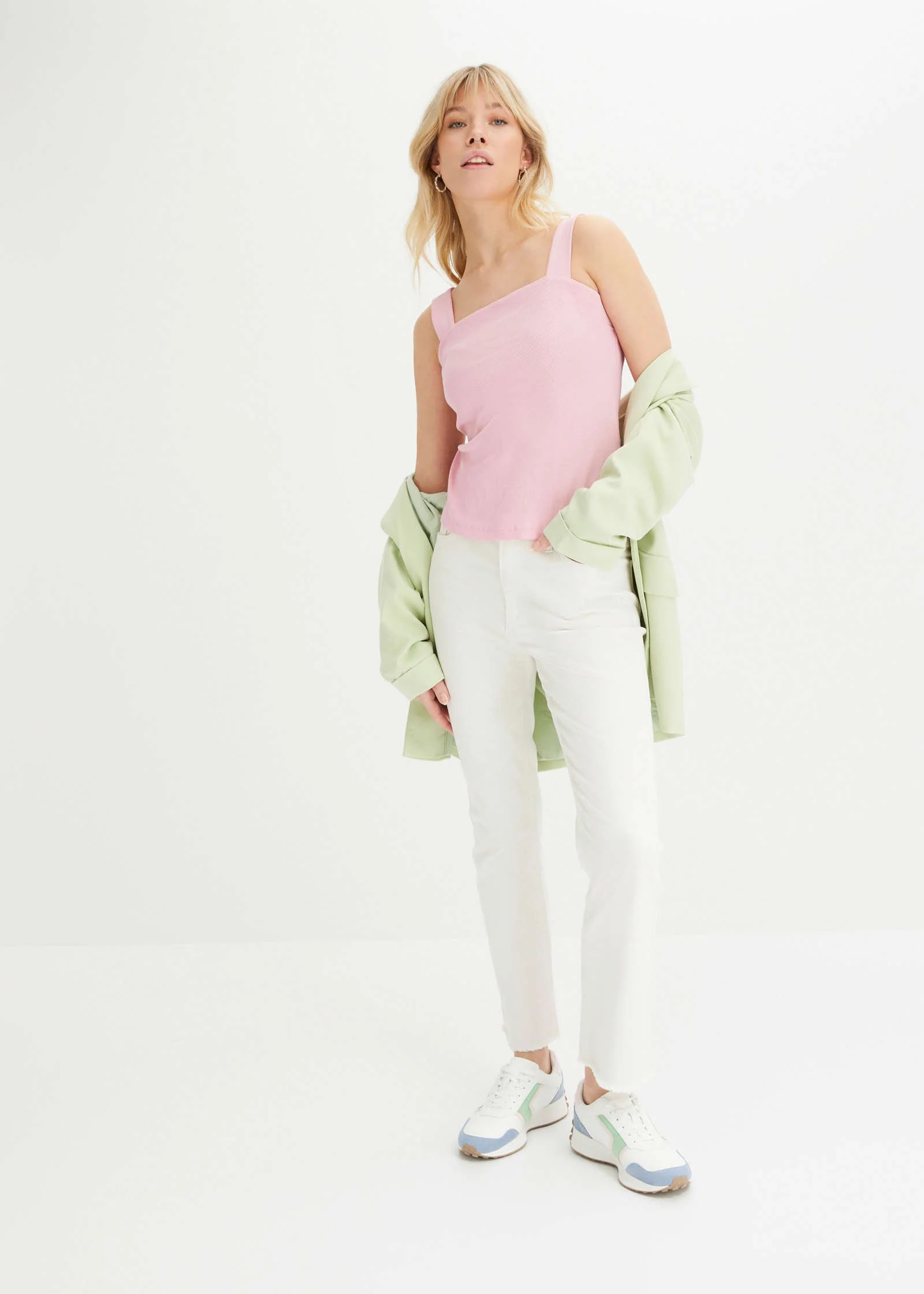 Pack Of 2 Ribbed Tanks - Rose & Seagrass - Image 2