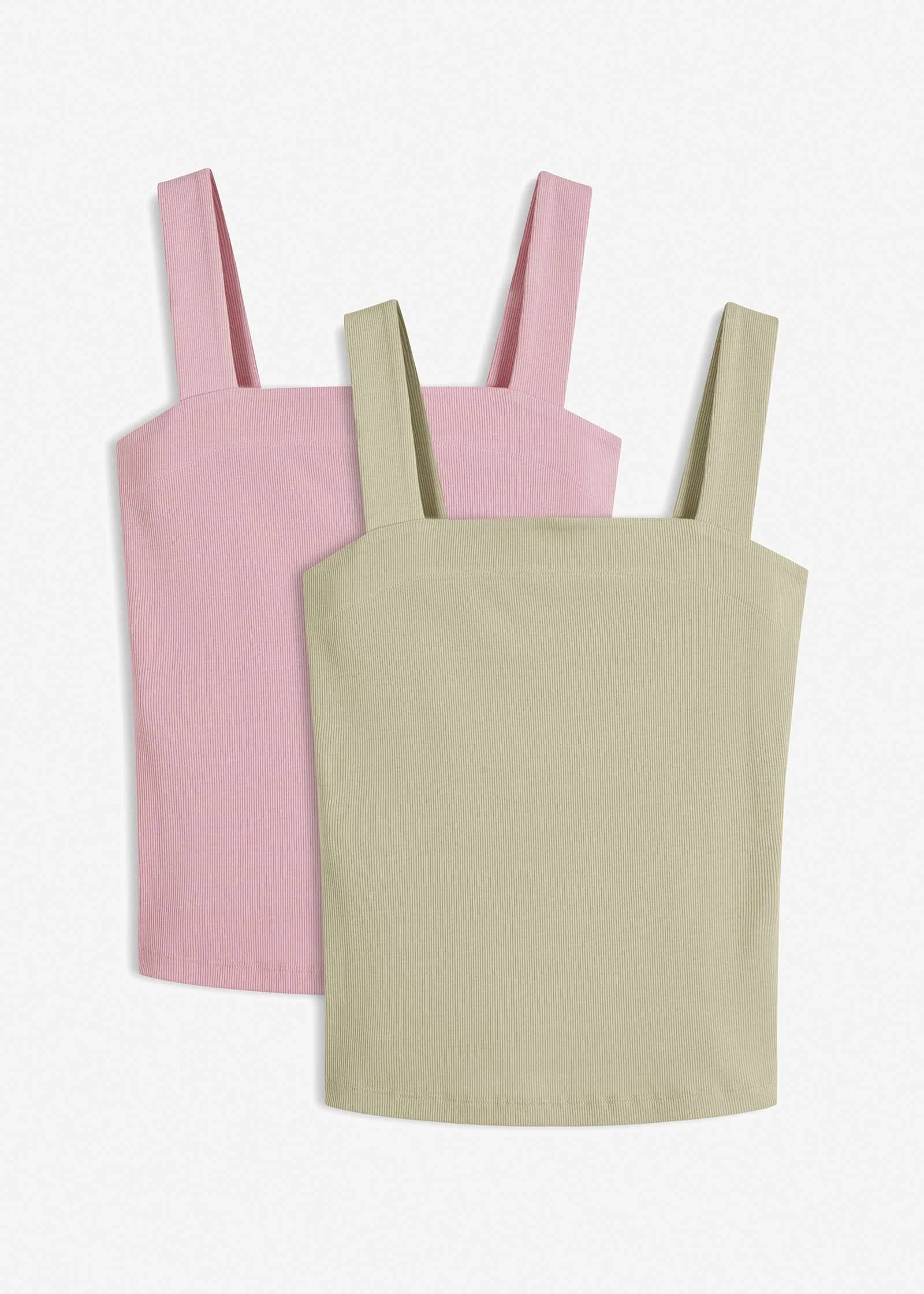 Pack Of 2 Ribbed Tanks - Rose & Seagrass - Image 6