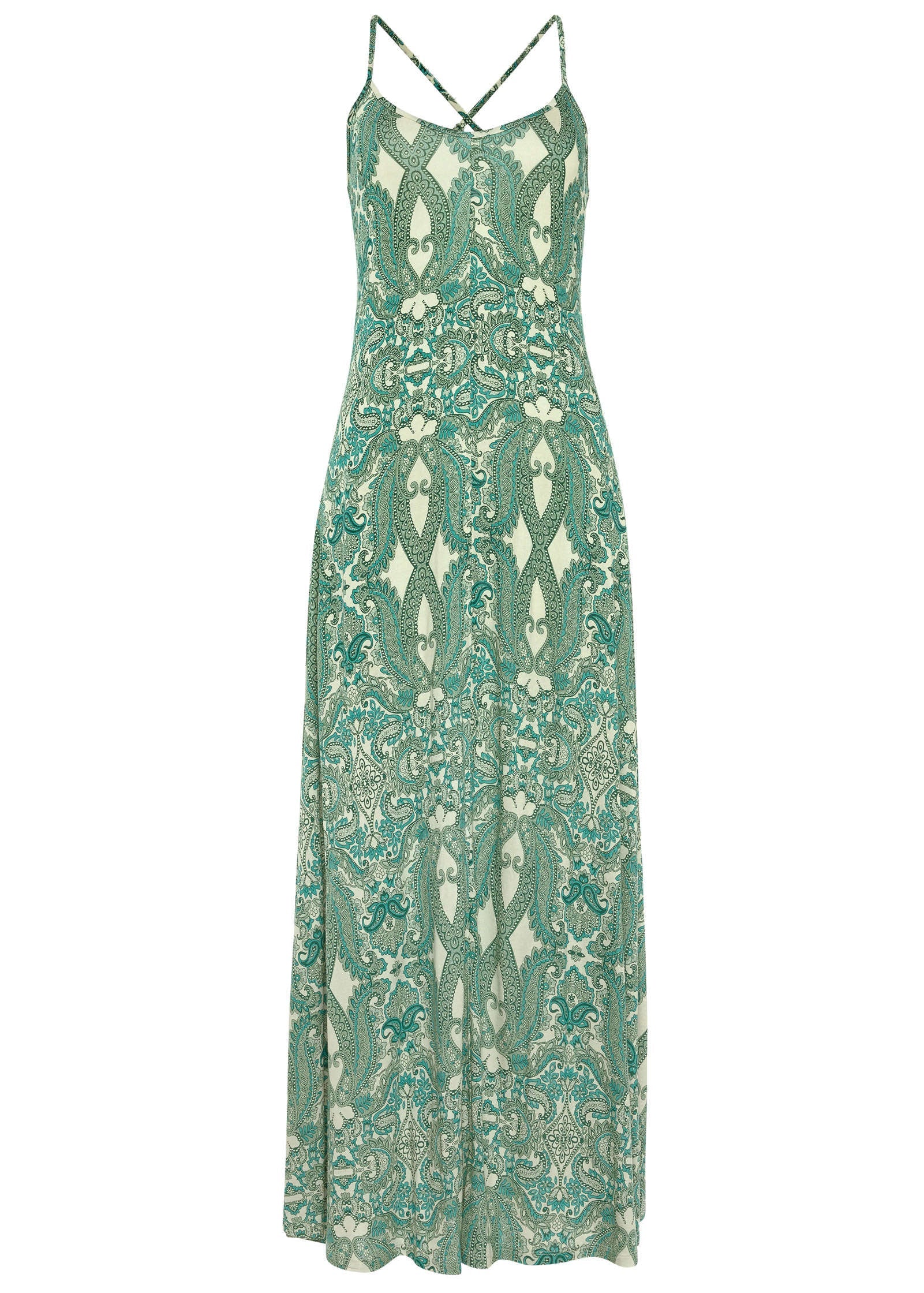 Strappy Back Printed Maxi - Green & Off White - Image 2