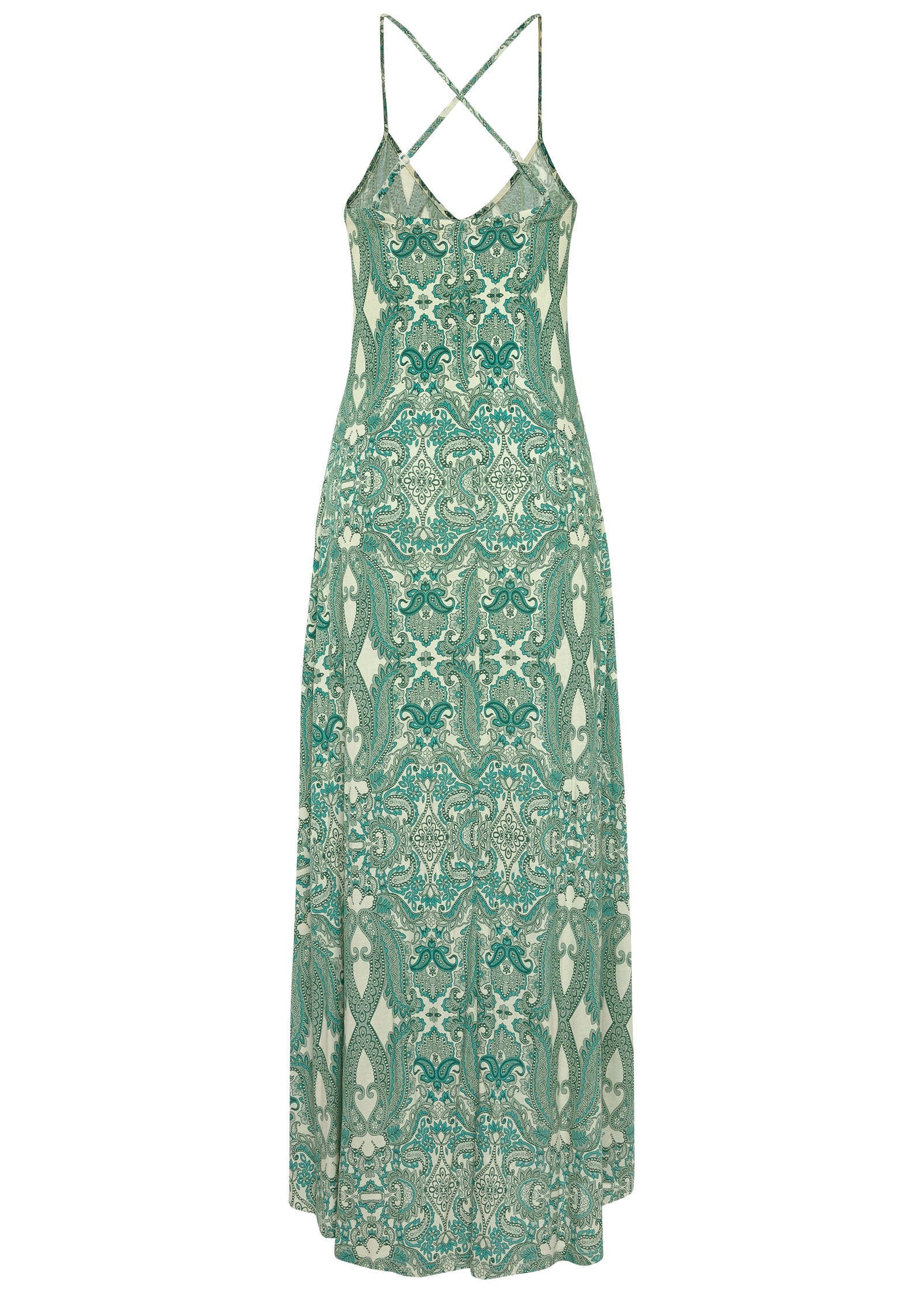 Strappy Back Printed Maxi - Green & Off White - Image 3