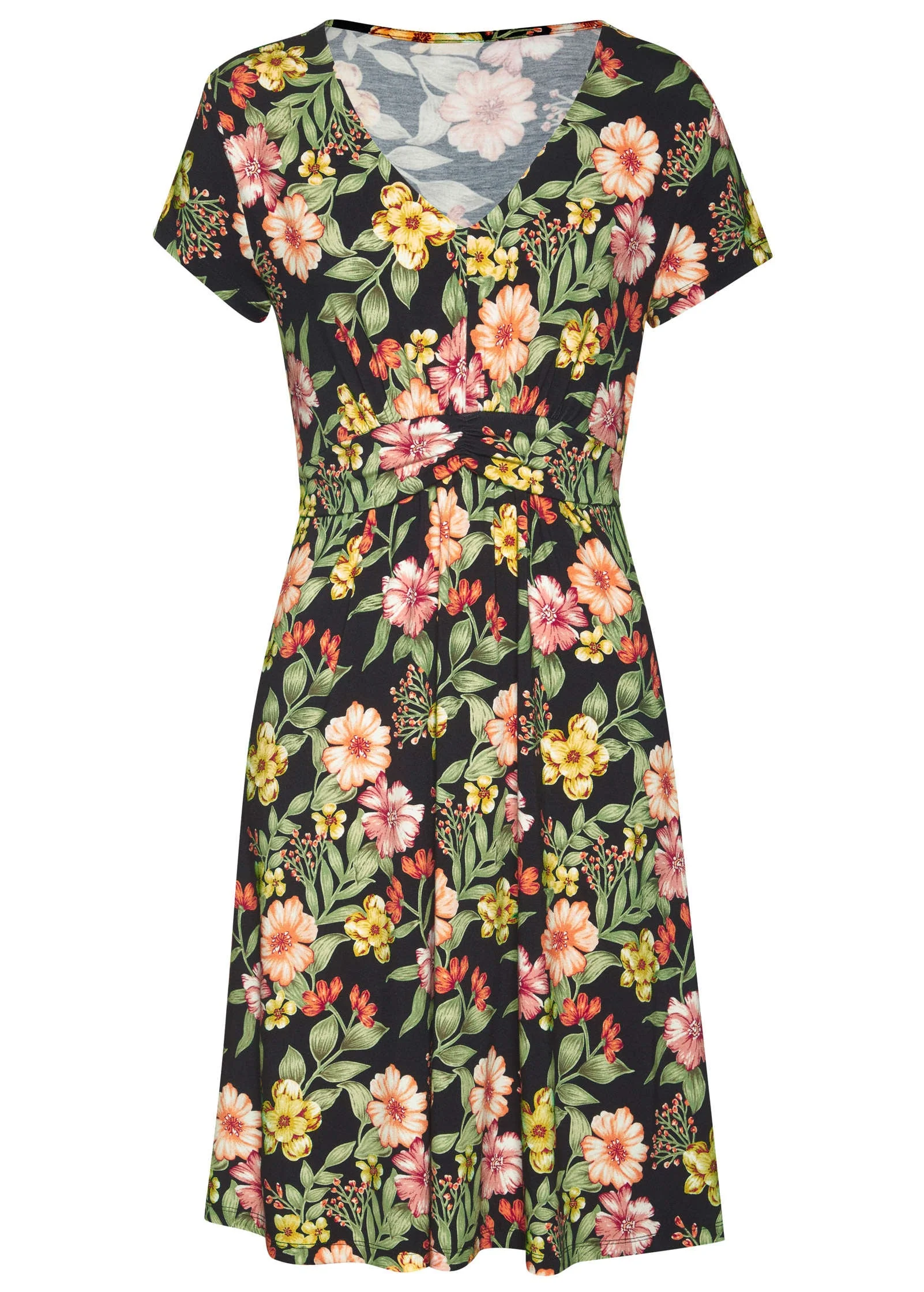 Printed Waist Detail Dress - Black Multi - Image 2