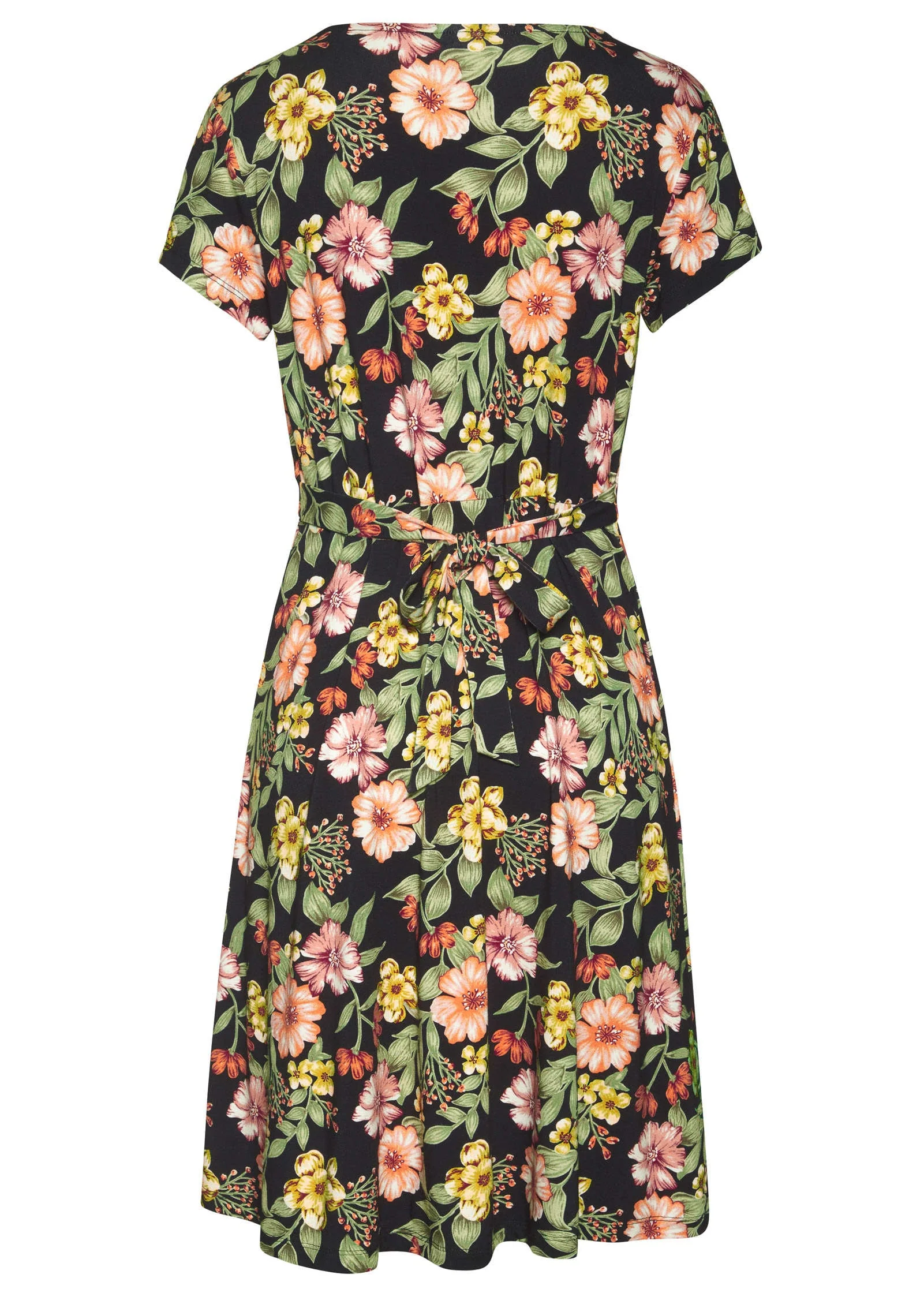 Printed Waist Detail Dress - Black Multi - Image 3