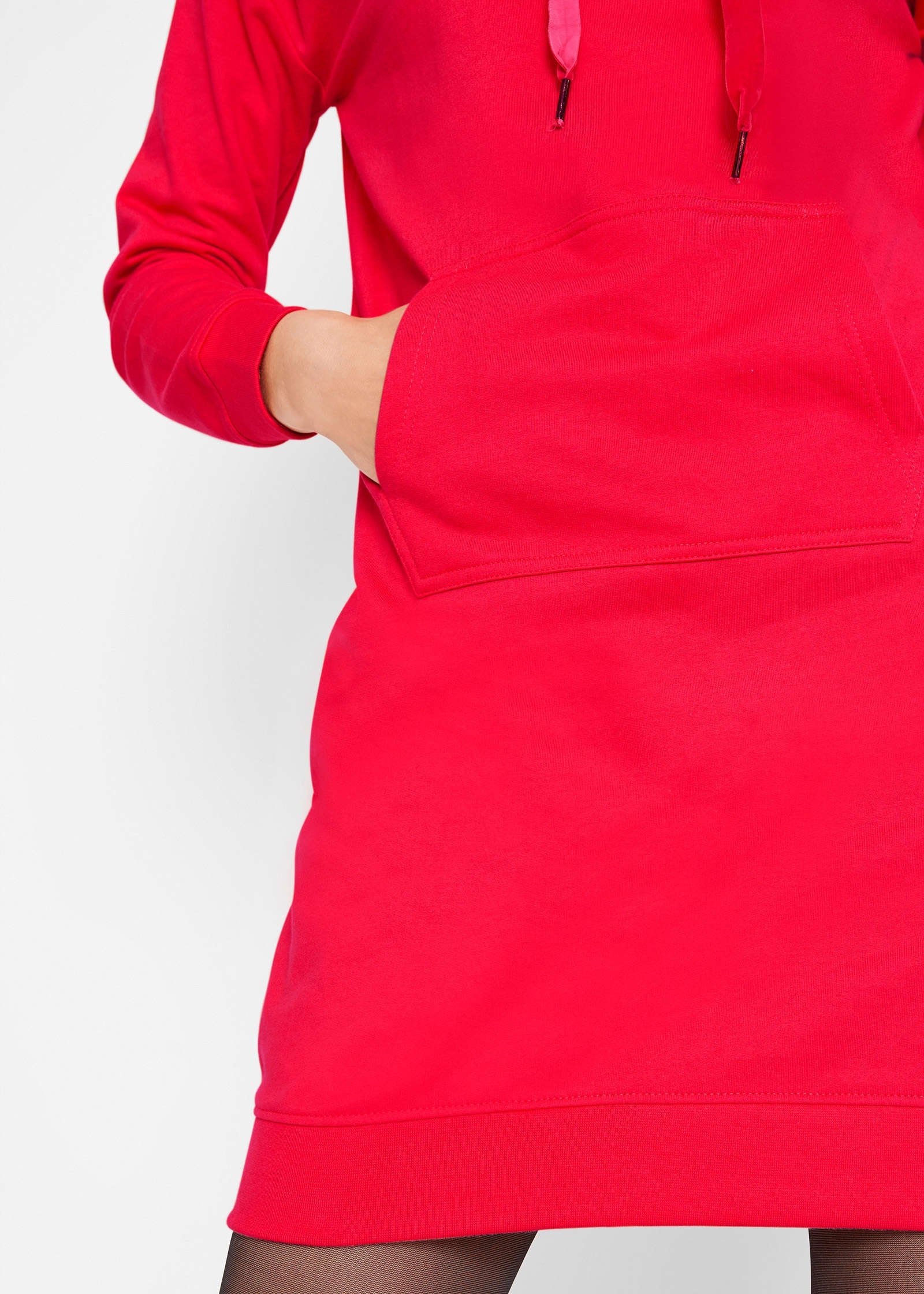 Hooded Sweater Dress - Red - Image 5